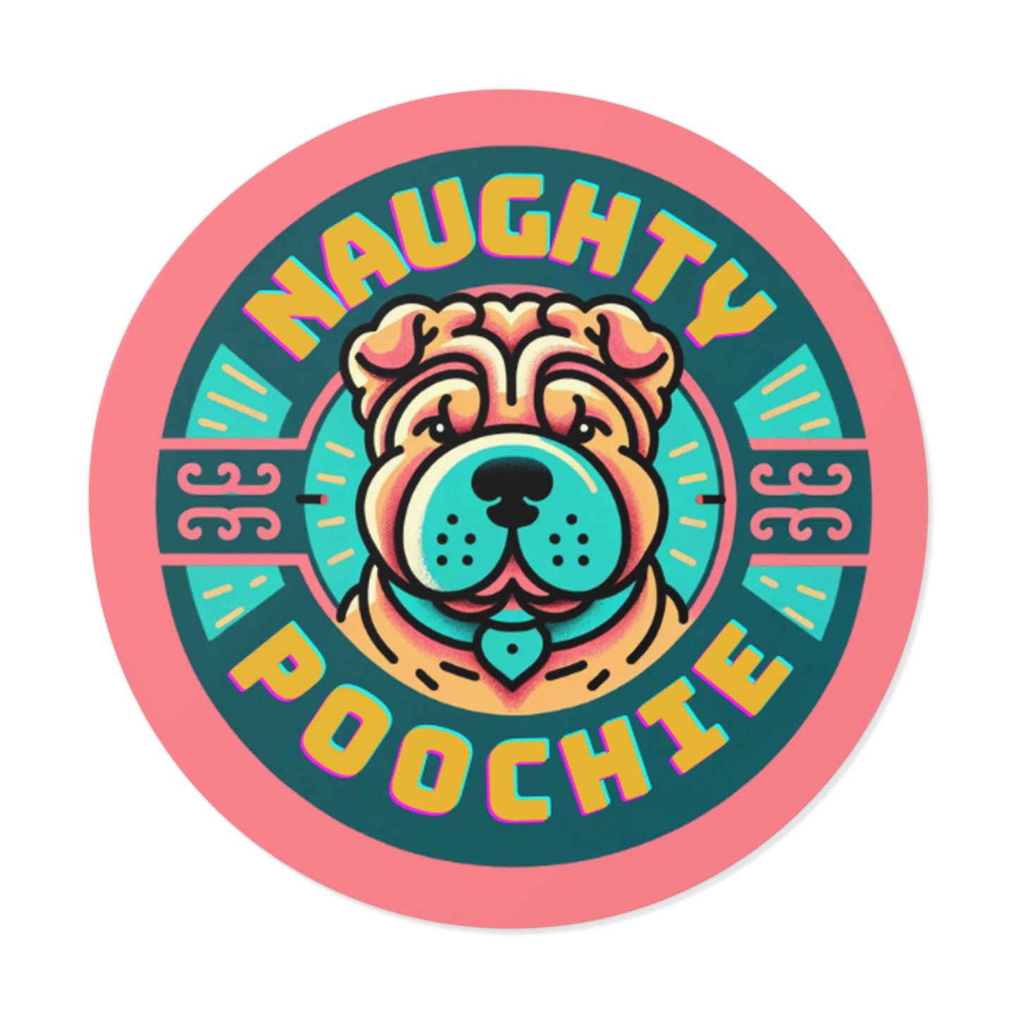 Round Vinyl Stickers - Naughty Sharpei