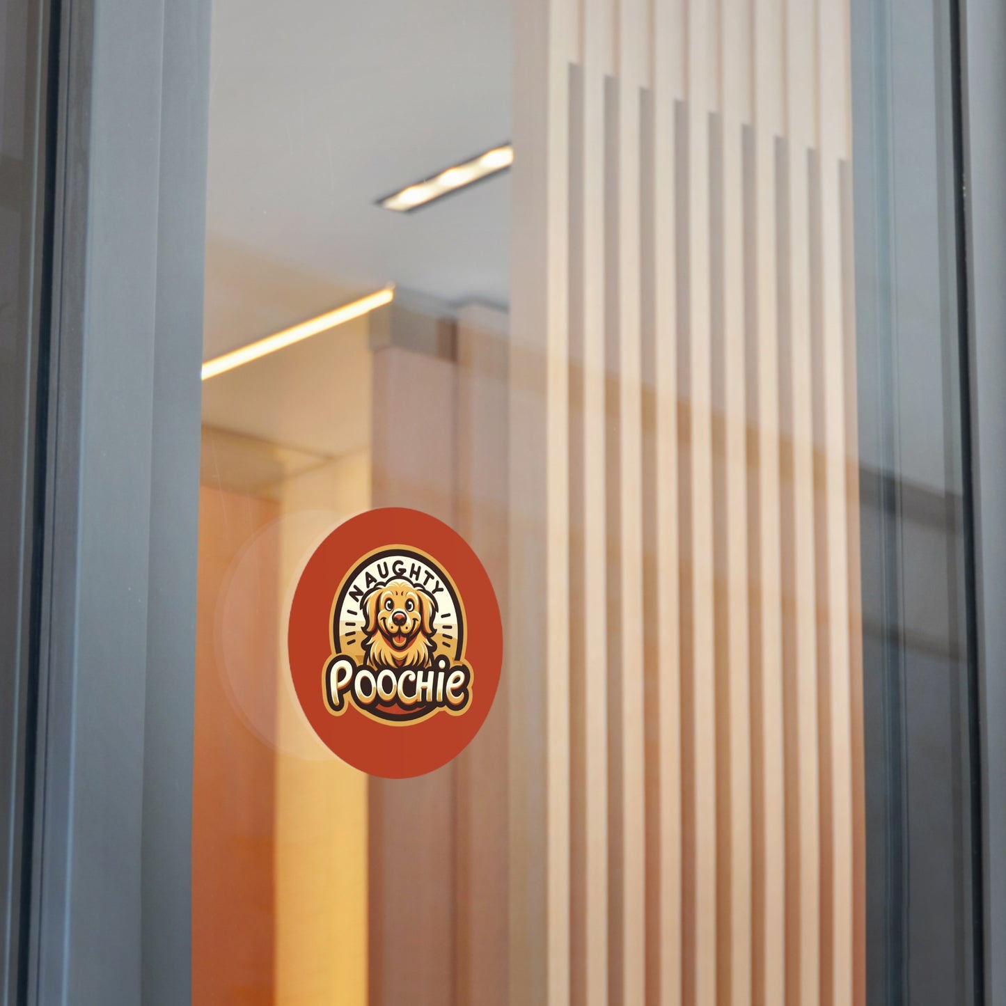 Round Vinyl Stickers - Naughty Golden Retriever