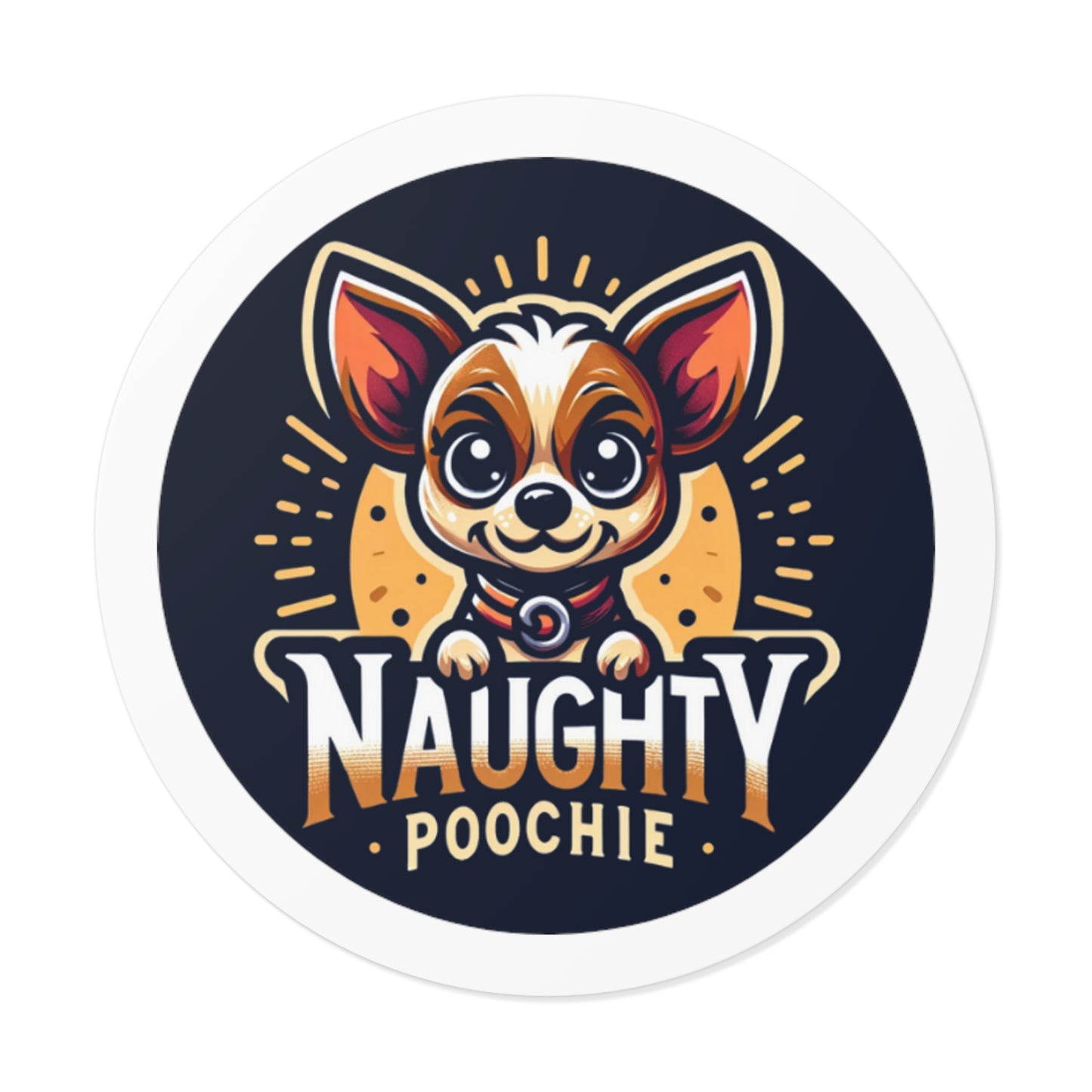 Round Vinyl Stickers - Naughty Chihuahua