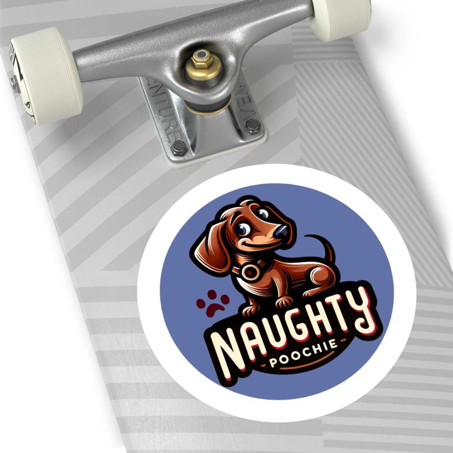 Round Vinyl Stickers - Naughty Dachshund