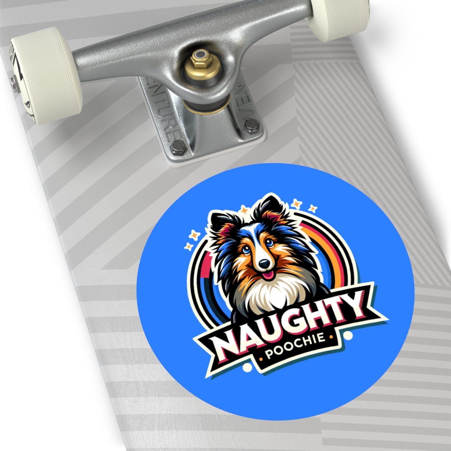 Round Vinyl Stickers - Naughty Sheltie