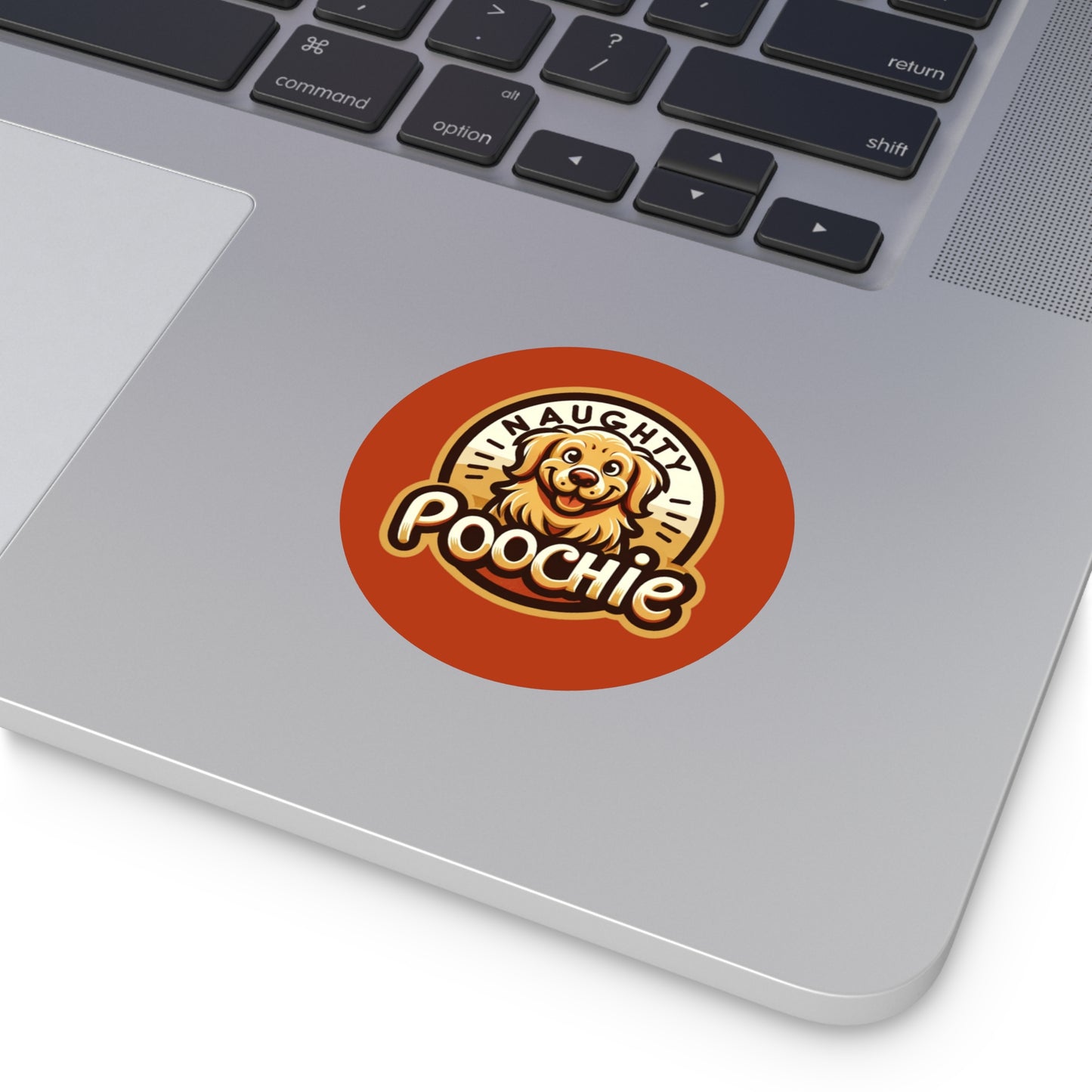Round Vinyl Stickers - Naughty Golden Retriever