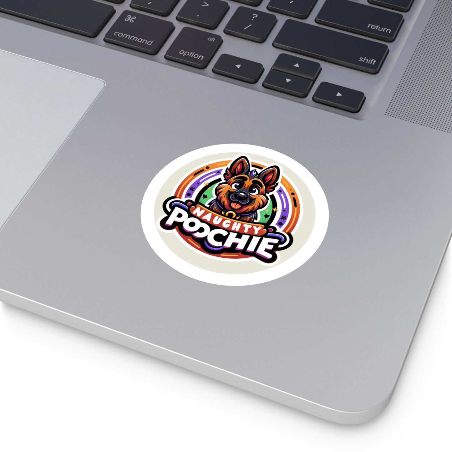 Round Vinyl Stickers - Naughty German Shepherd