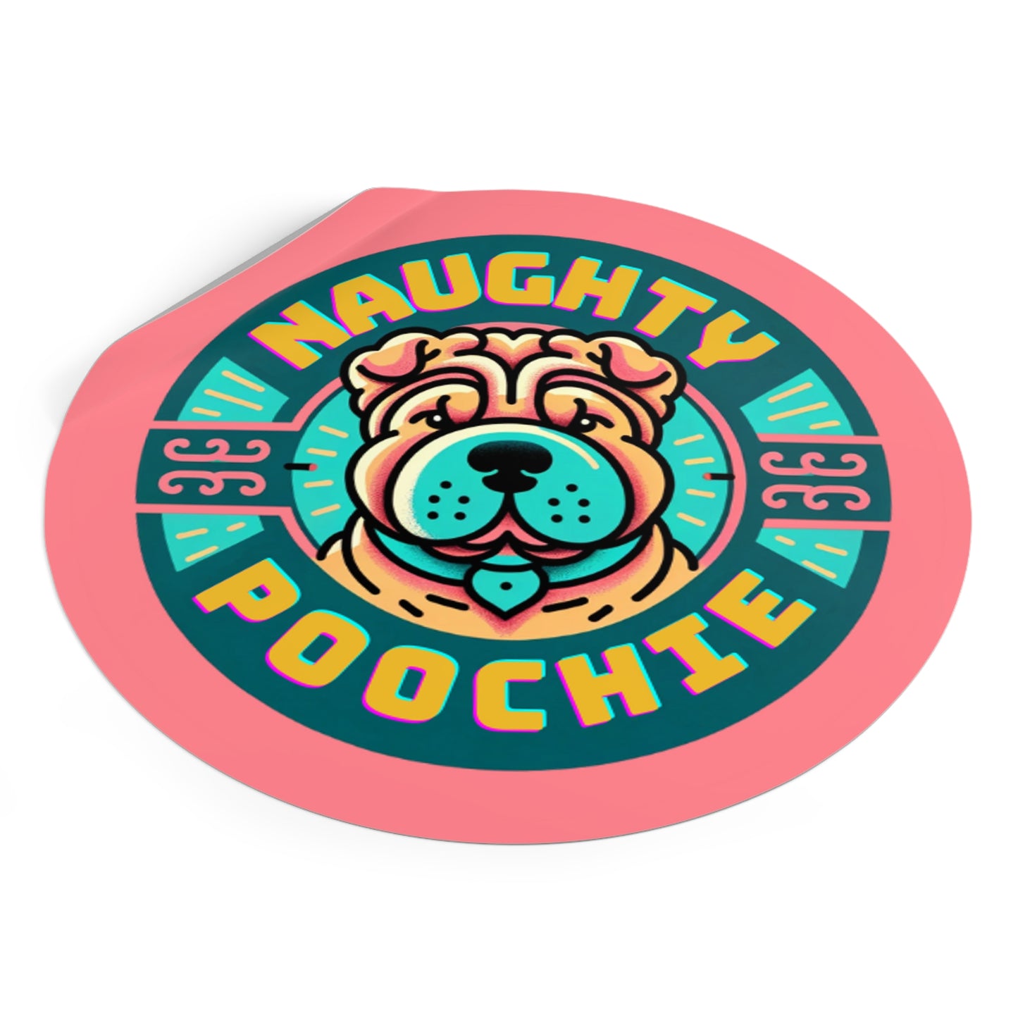 Round Vinyl Stickers - Naughty Sharpei