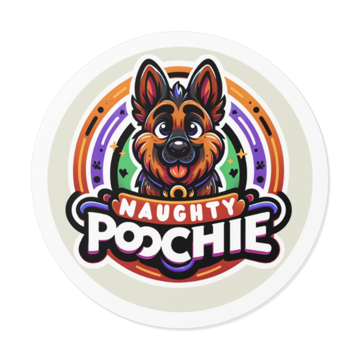 Round Vinyl Stickers - Naughty German Shepherd