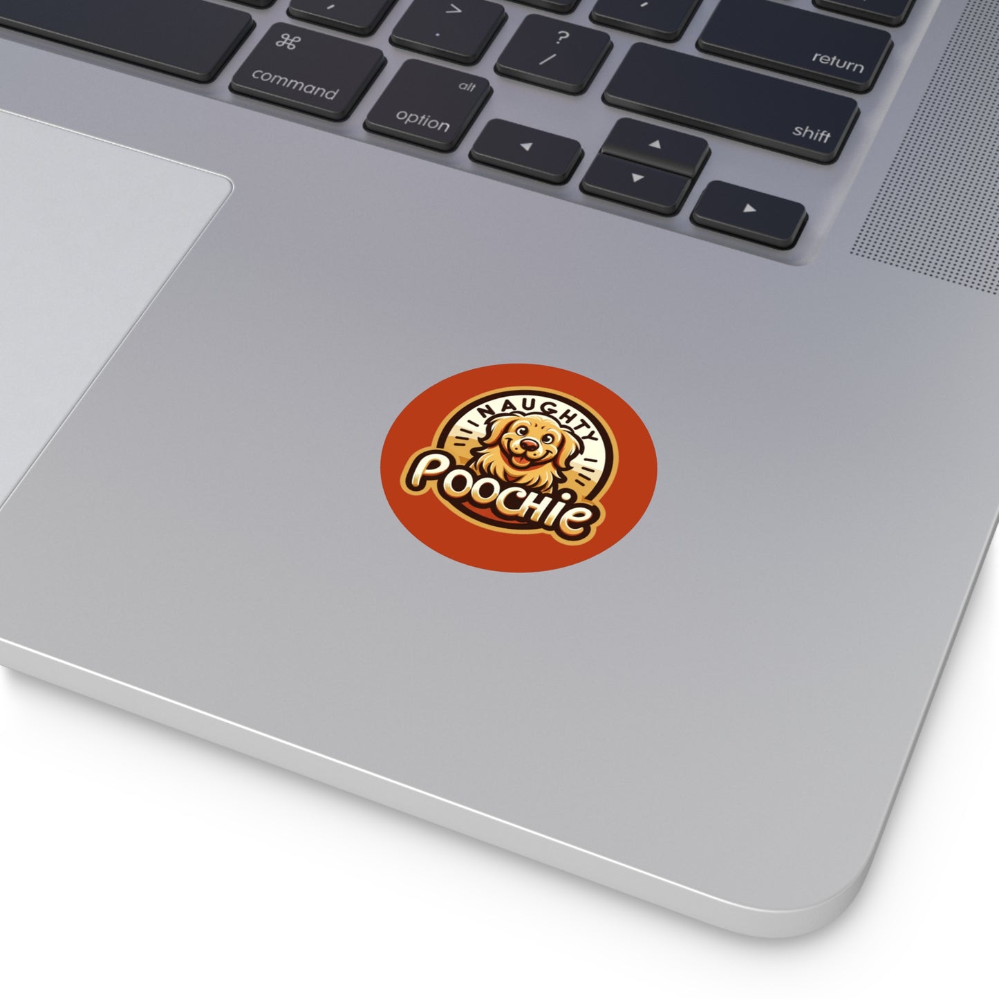 Round Vinyl Stickers - Naughty Golden Retriever
