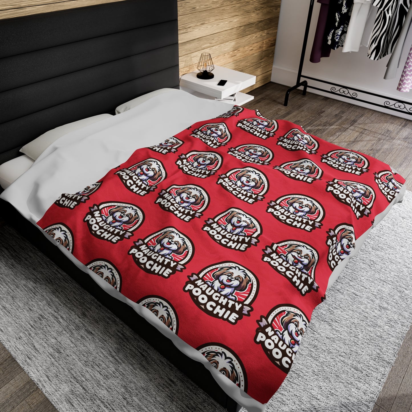 Velveteen Plush Blanket - Naughty Shih Tzu