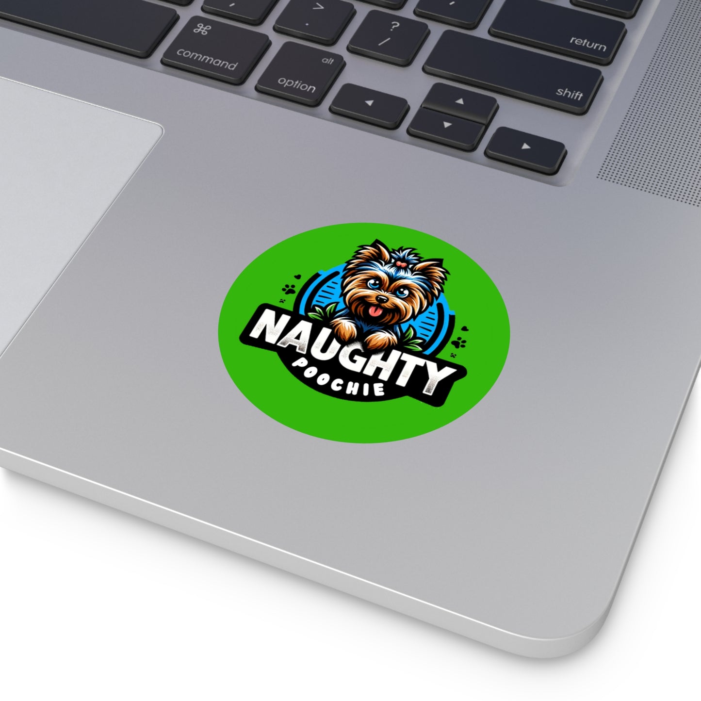 Round Vinyl Stickers - Naughty Yorkie
