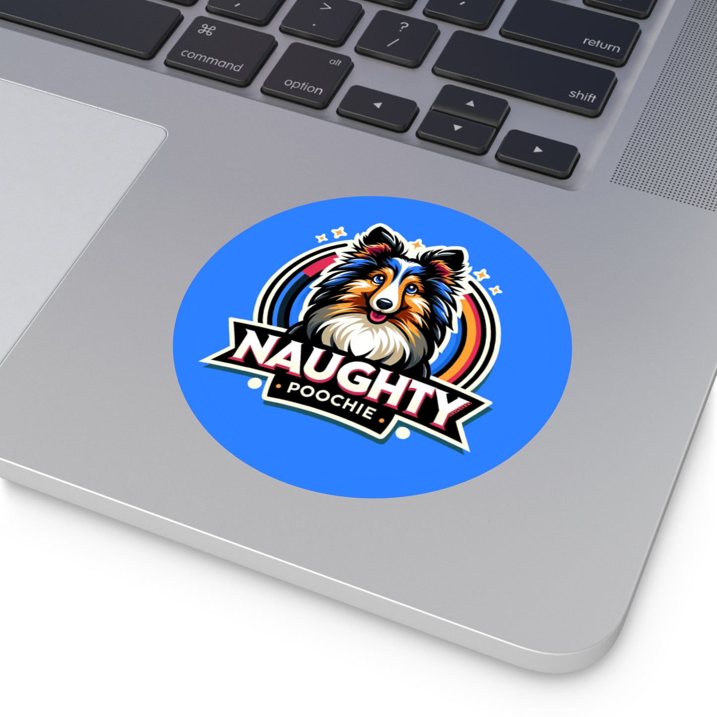 Round Vinyl Stickers - Naughty Sheltie