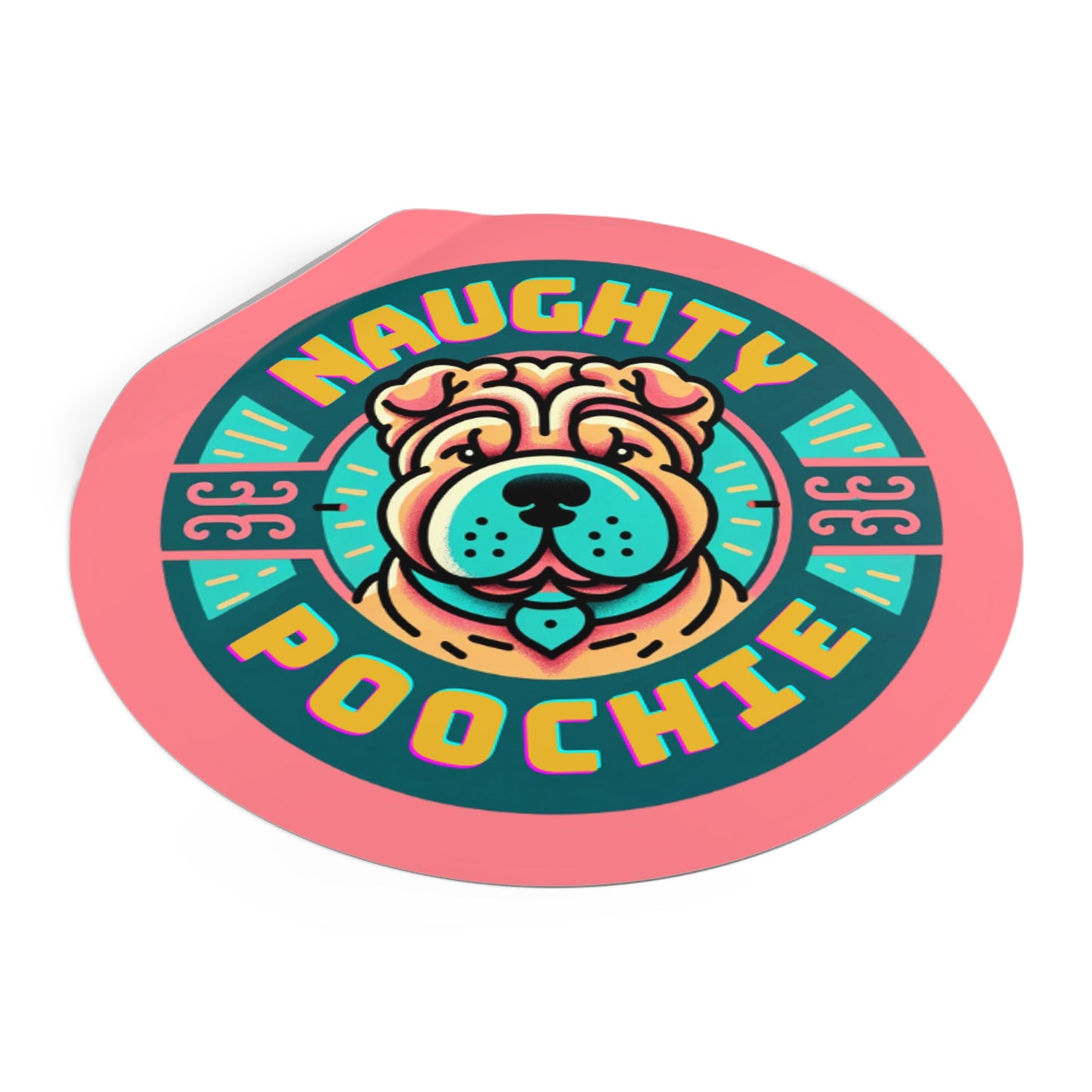 Round Vinyl Stickers - Naughty Sharpei