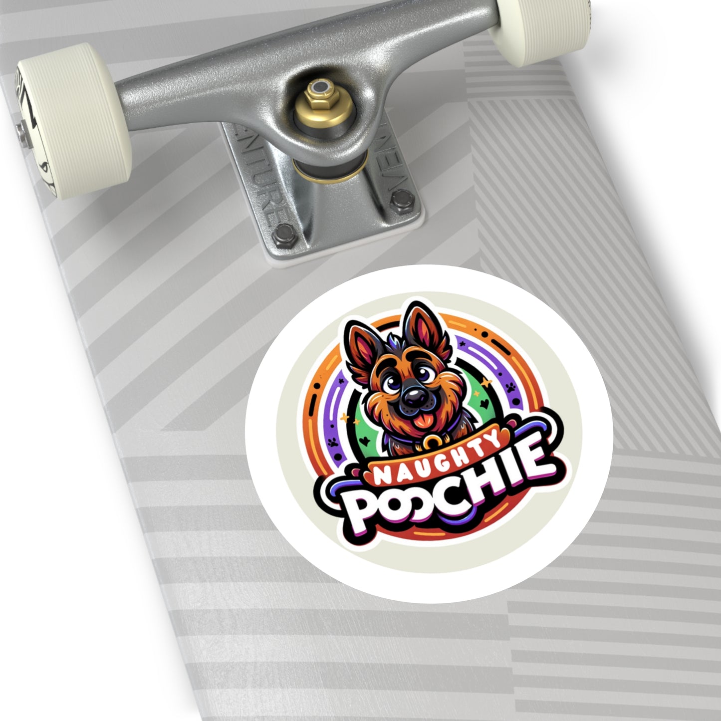 Round Vinyl Stickers - Naughty German Shepherd