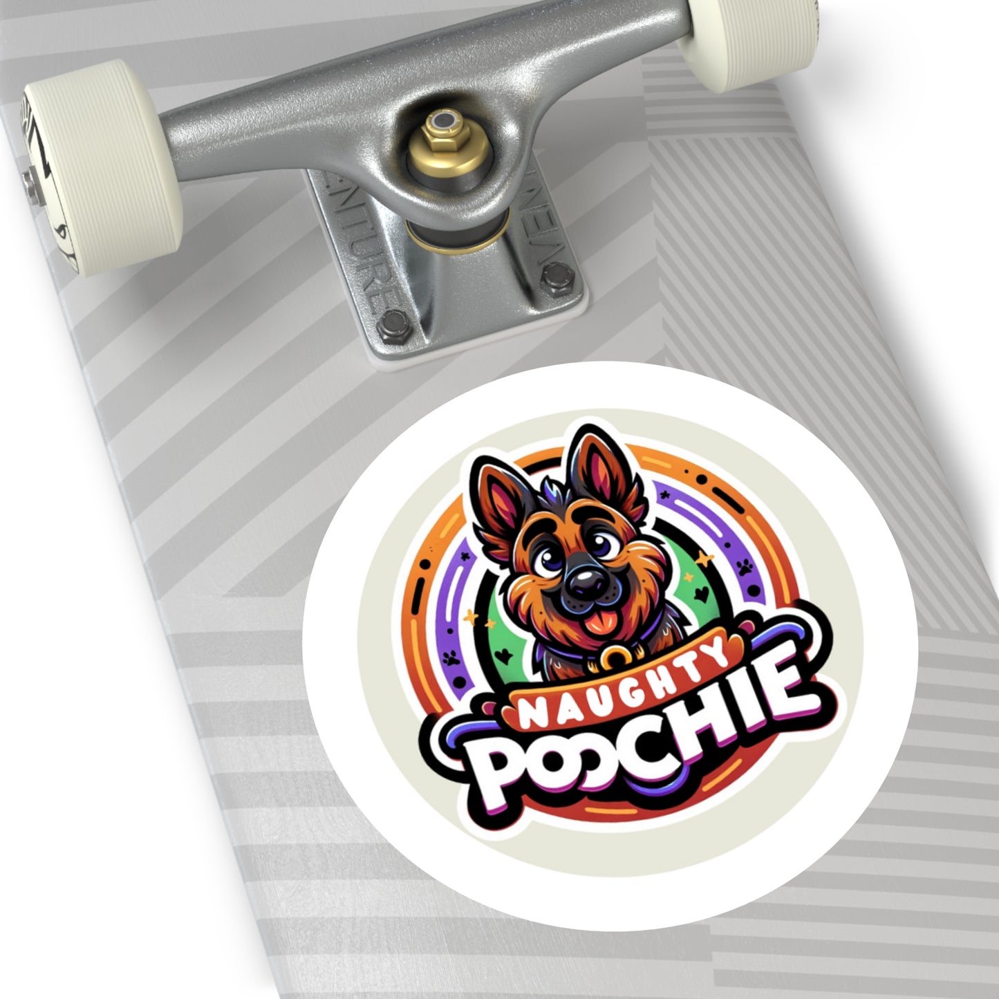 Round Vinyl Stickers - Naughty German Shepherd