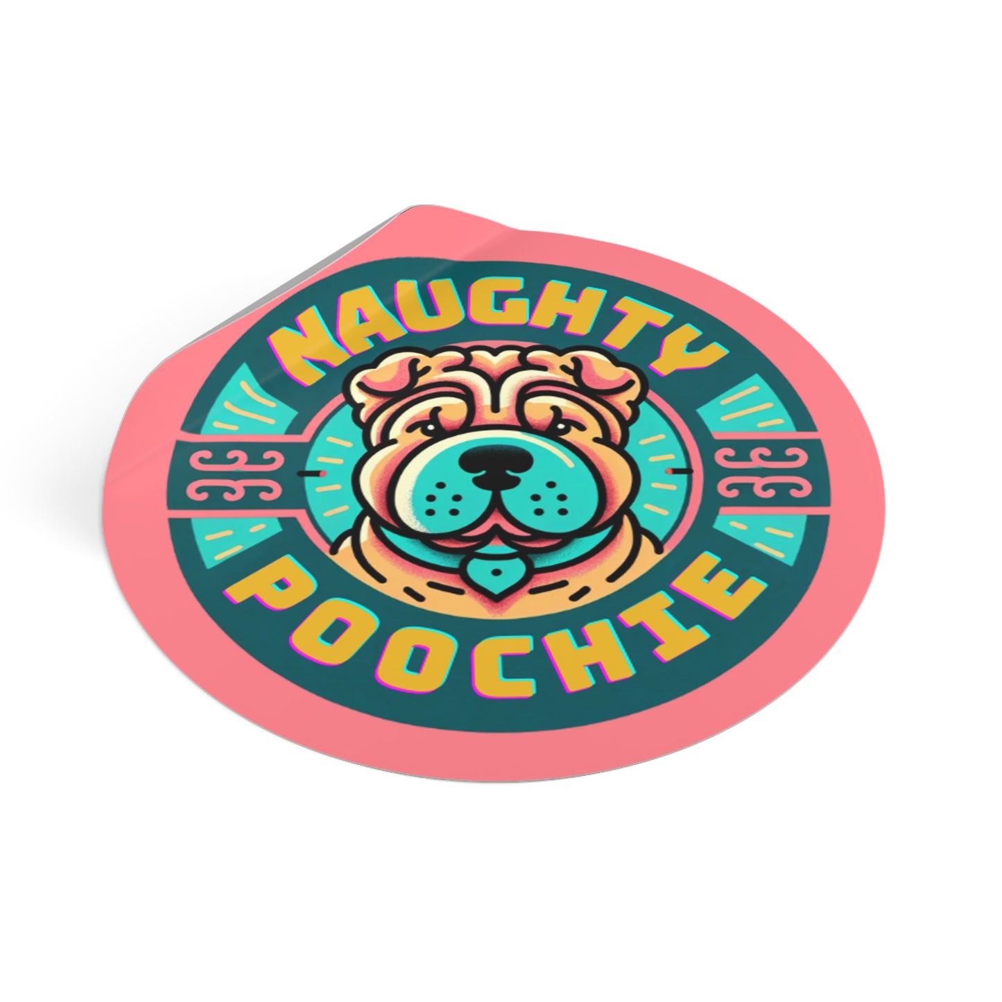 Round Vinyl Stickers - Naughty Sharpei