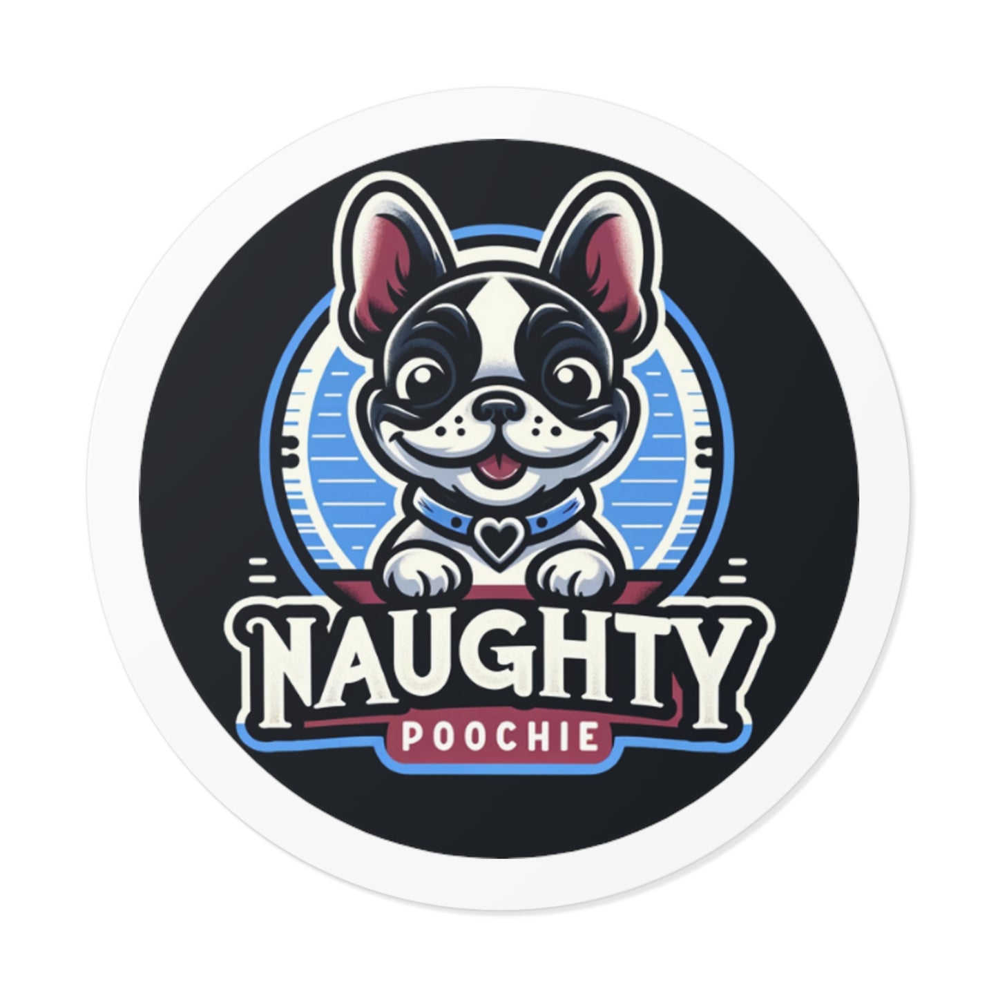 Round Vinyl Stickers - Naught French Bulldog