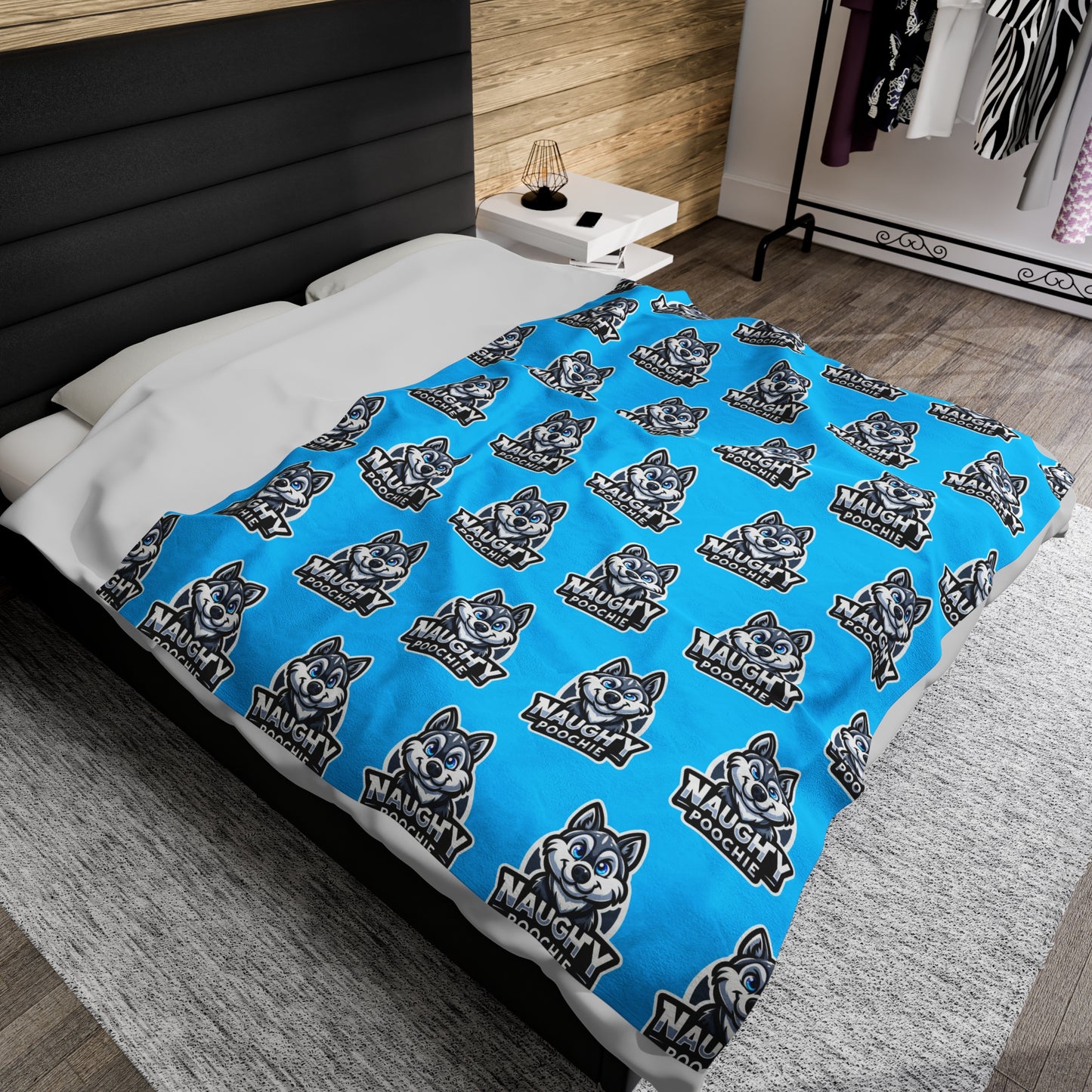 Velveteen Plush Blanket - Naughty Husky
