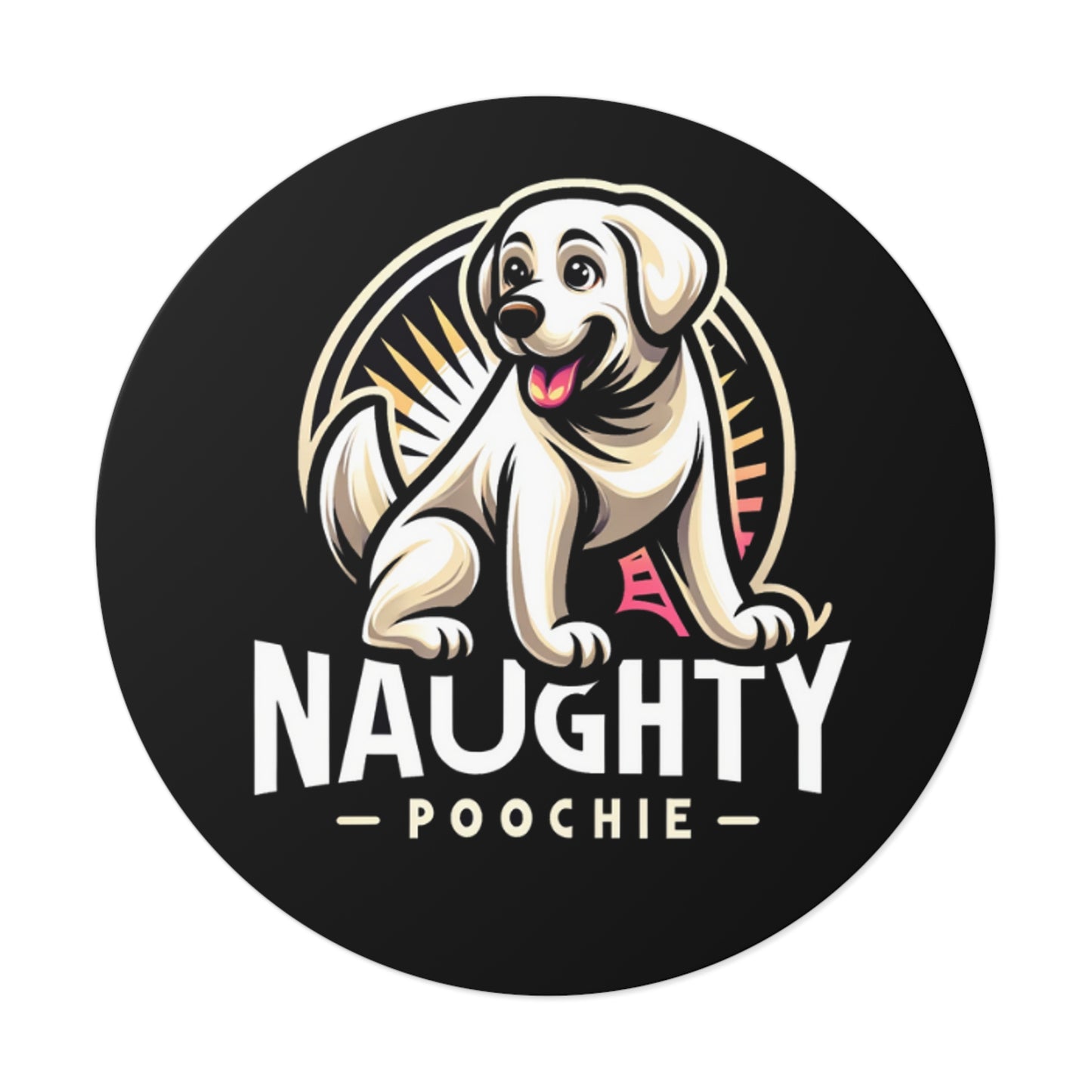 Round Vinyl Stickers - Naughty White Lab