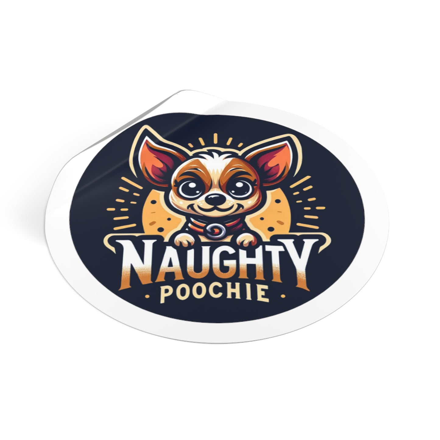 Round Vinyl Stickers - Naughty Chihuahua