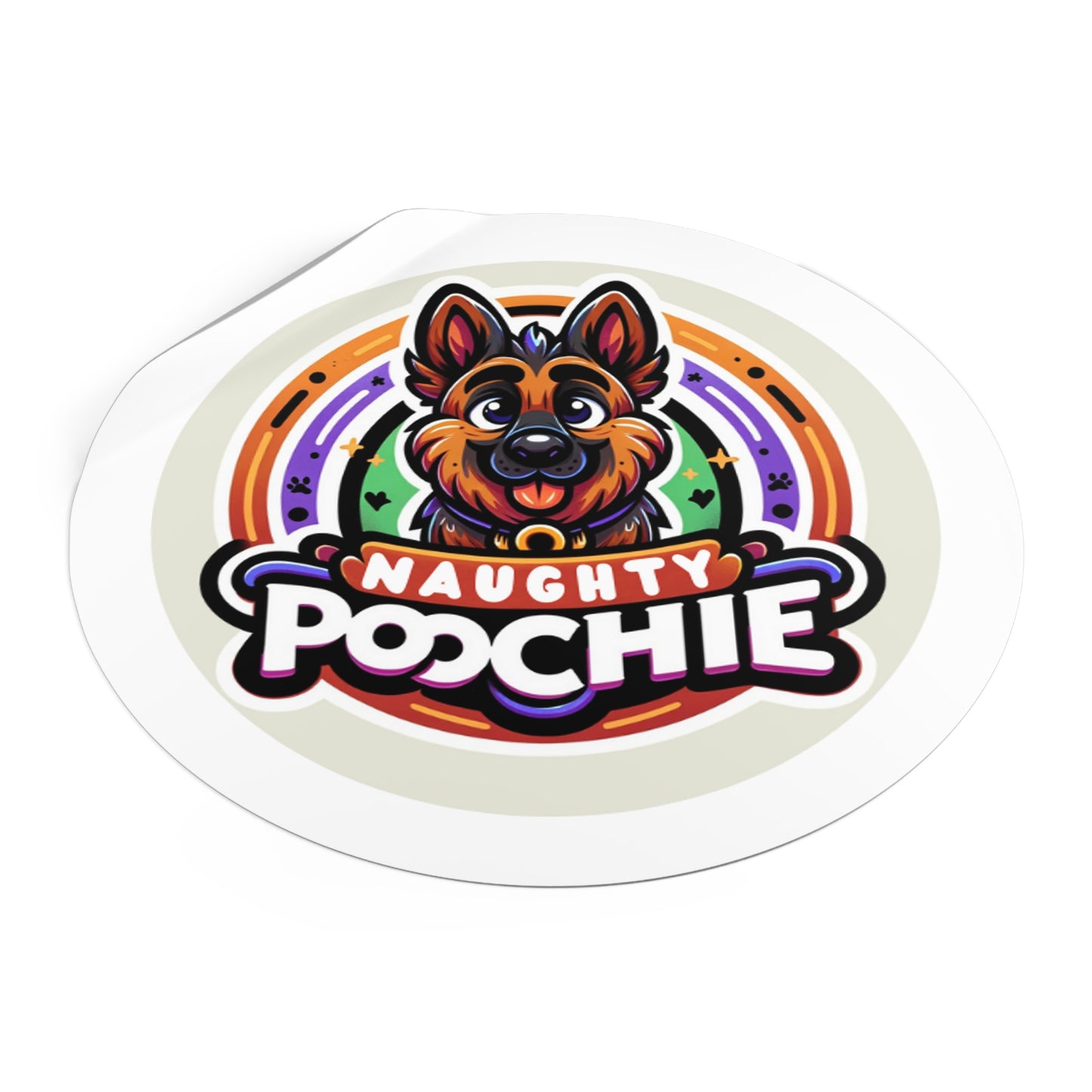 Round Vinyl Stickers - Naughty German Shepherd