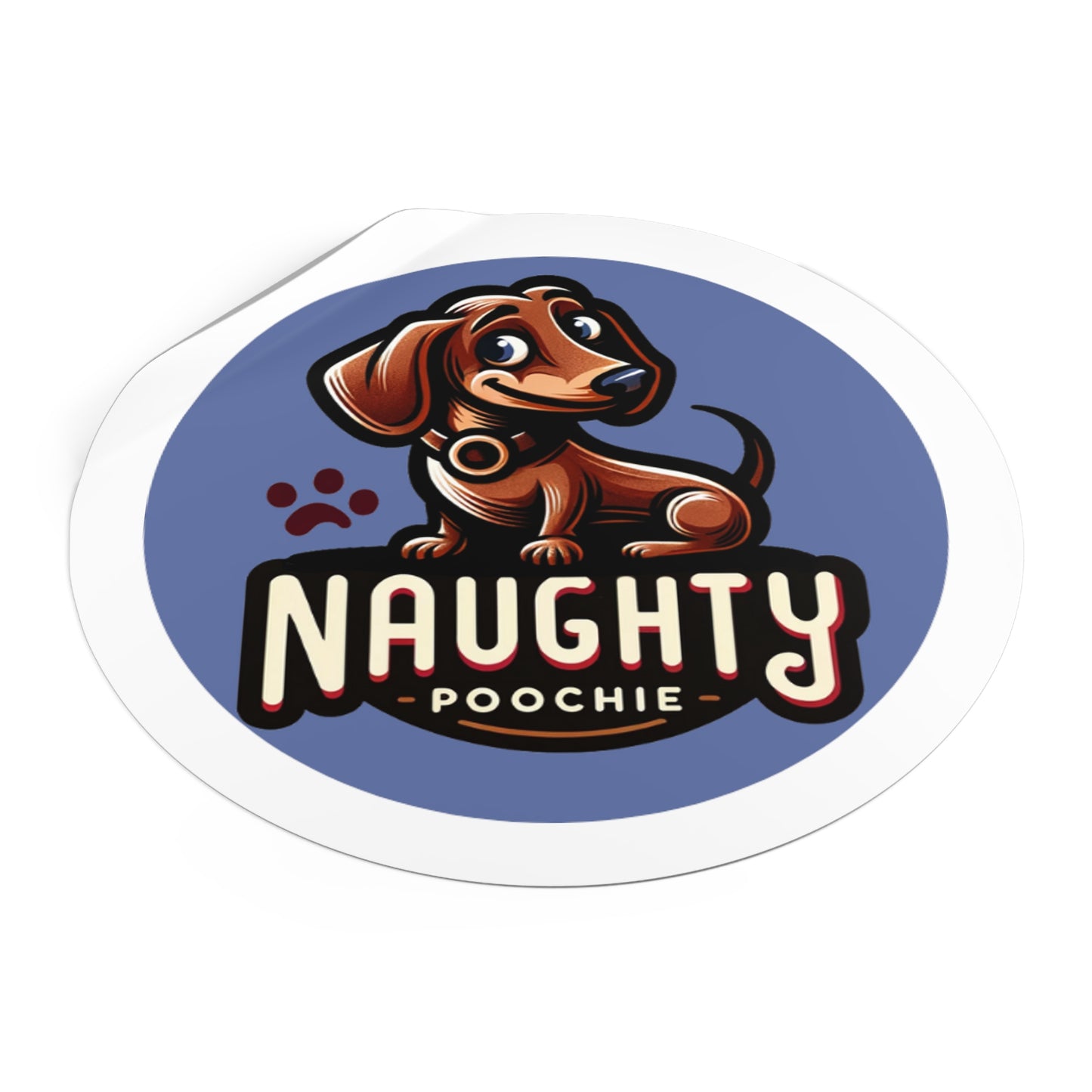 Round Vinyl Stickers - Naughty Dachshund