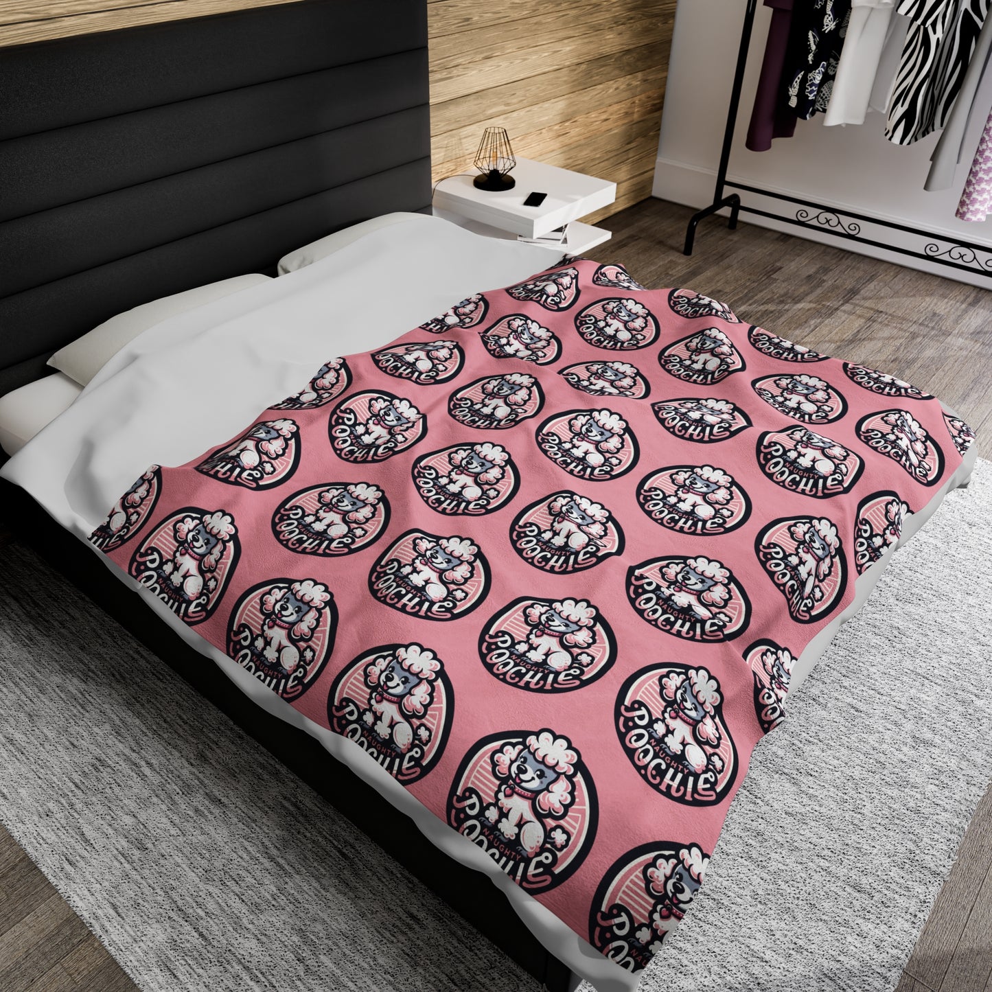 Velveteen Plush Blanket - Naughty Poodle