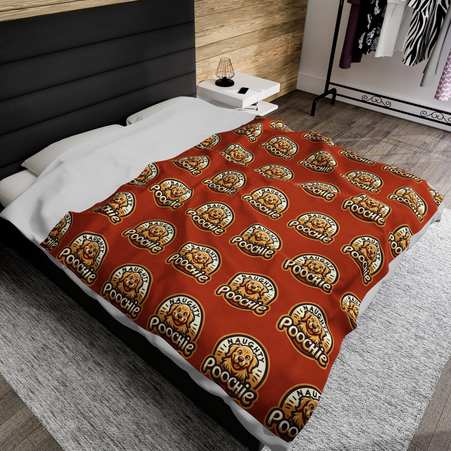 Velveteen Plush Blanket - Naughty Golden Retriever