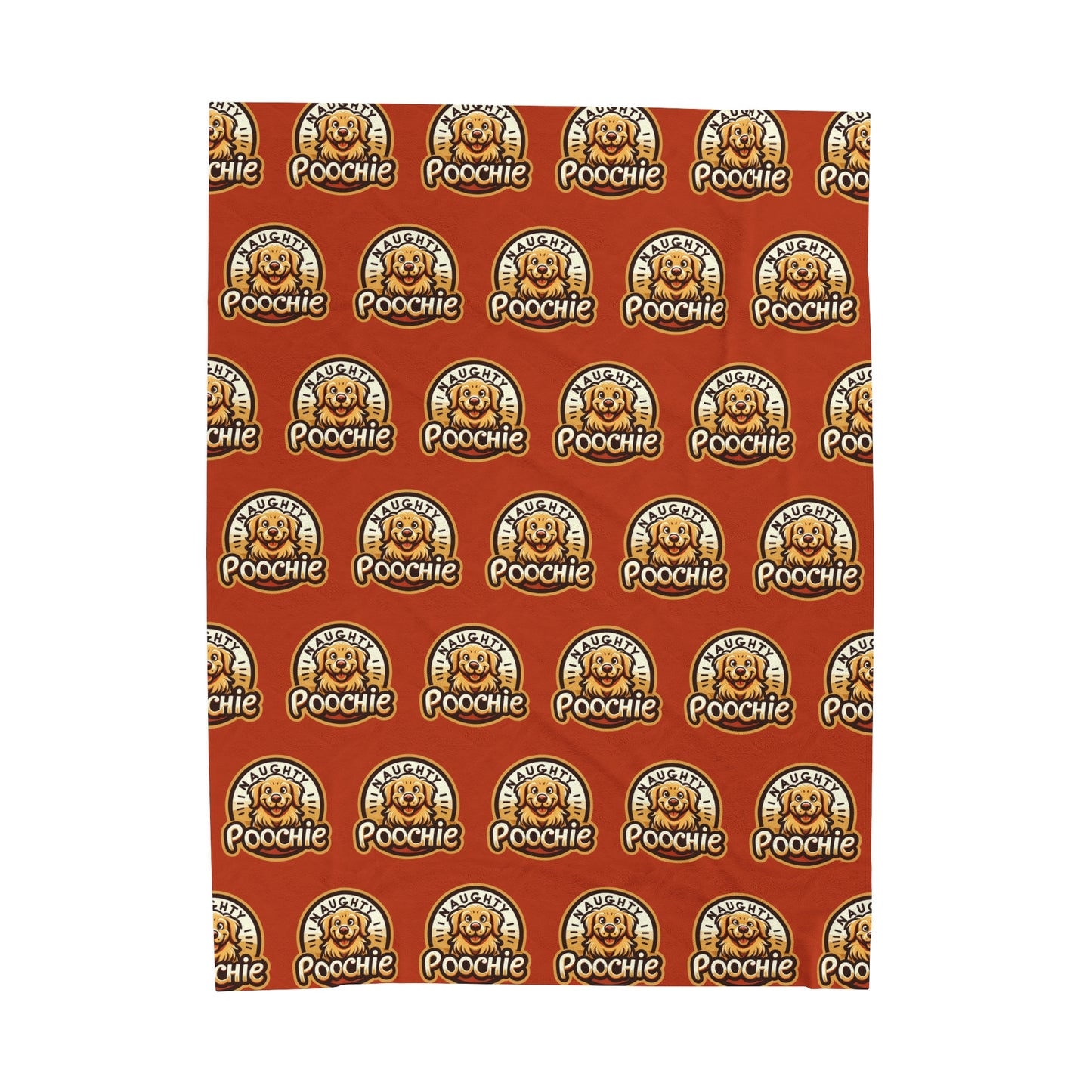 Velveteen Plush Blanket - Naughty Golden Retriever