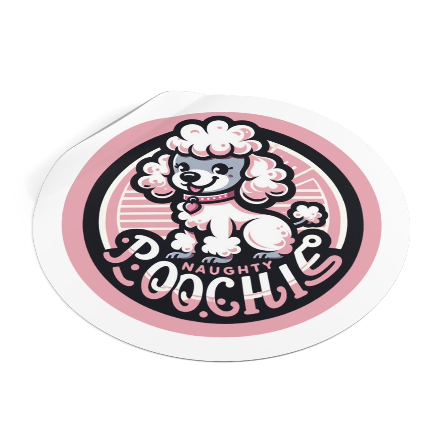 Round Vinyl Stickers - Naughty Poodle