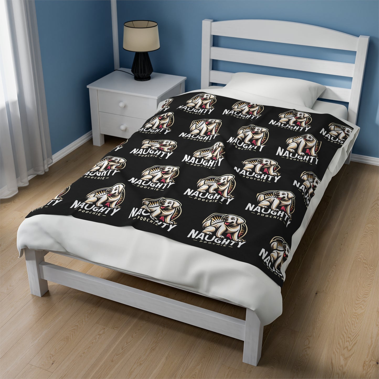 Velveteen Plush Blanket - Naughty White Lab