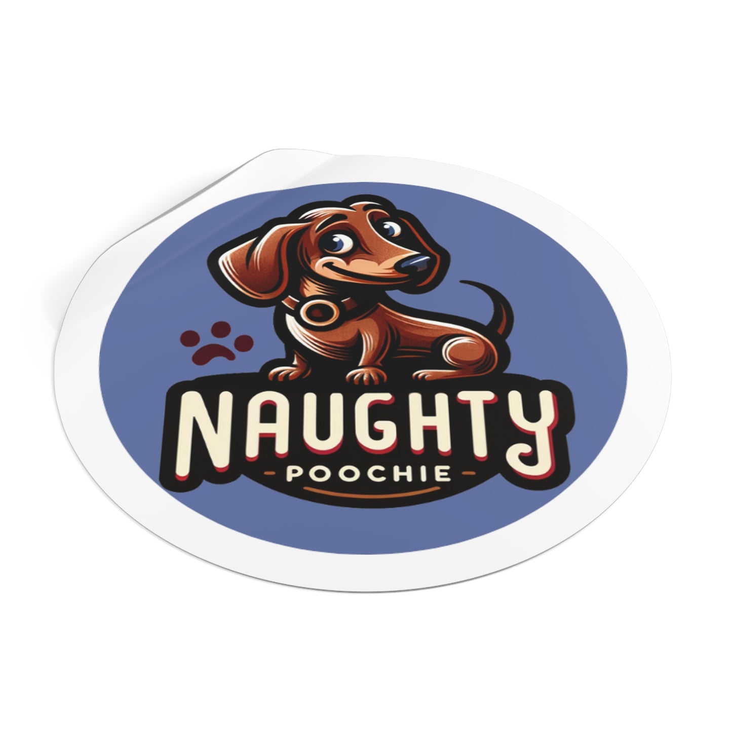 Round Vinyl Stickers - Naughty Dachshund