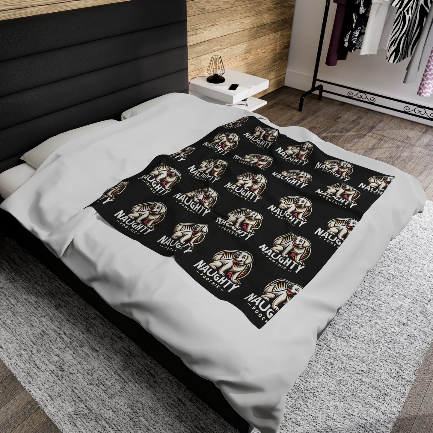 Velveteen Plush Blanket - Naughty White Lab