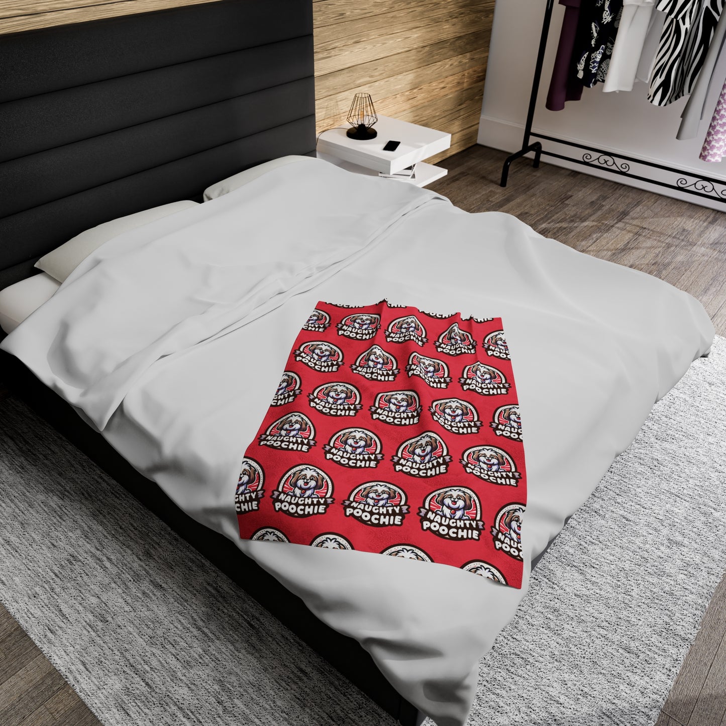 Velveteen Plush Blanket - Naughty Shih Tzu