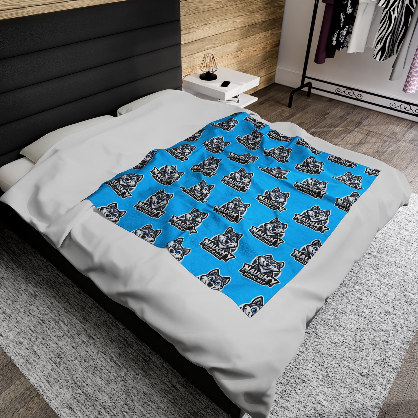 Velveteen Plush Blanket - Naughty Husky