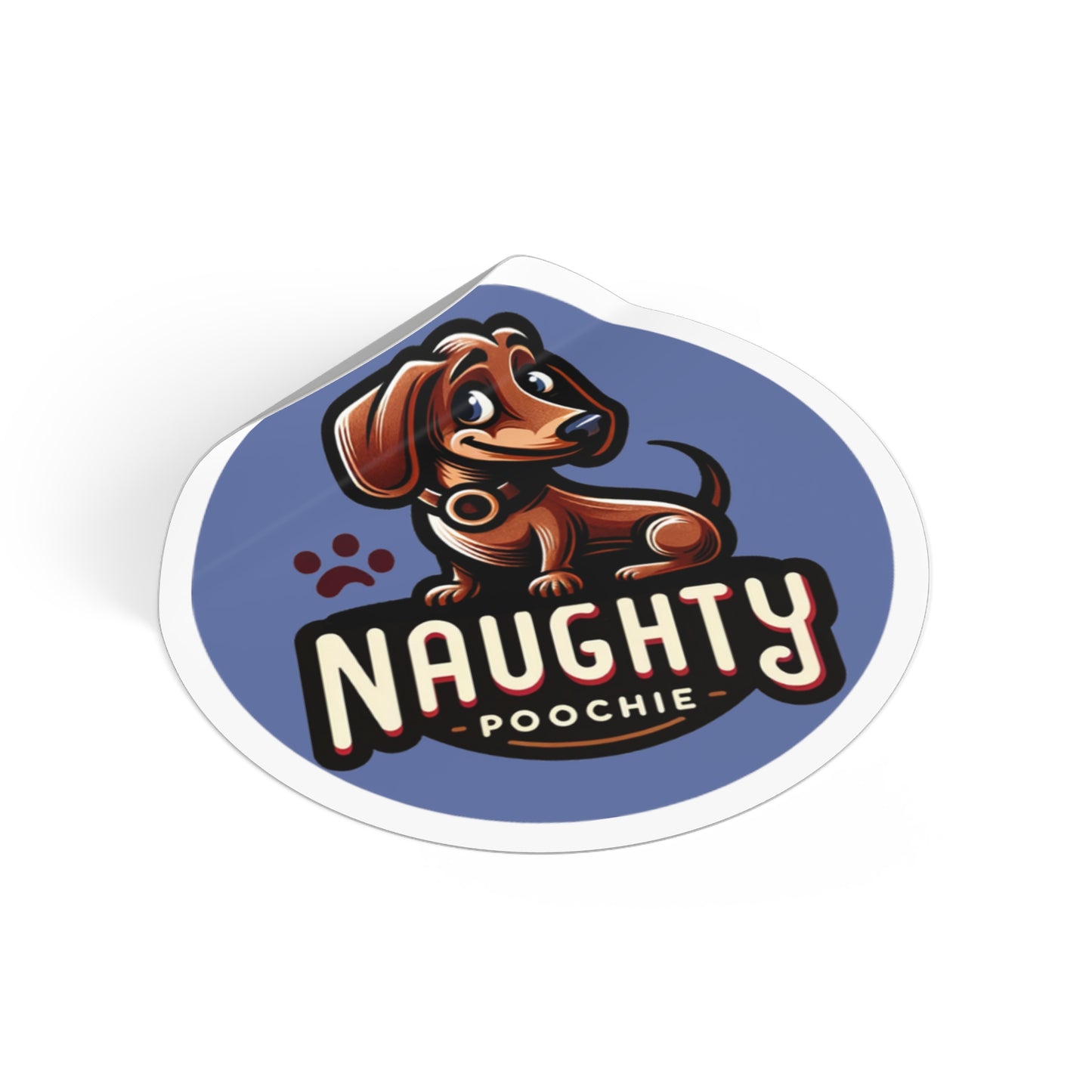 Round Vinyl Stickers - Naughty Dachshund