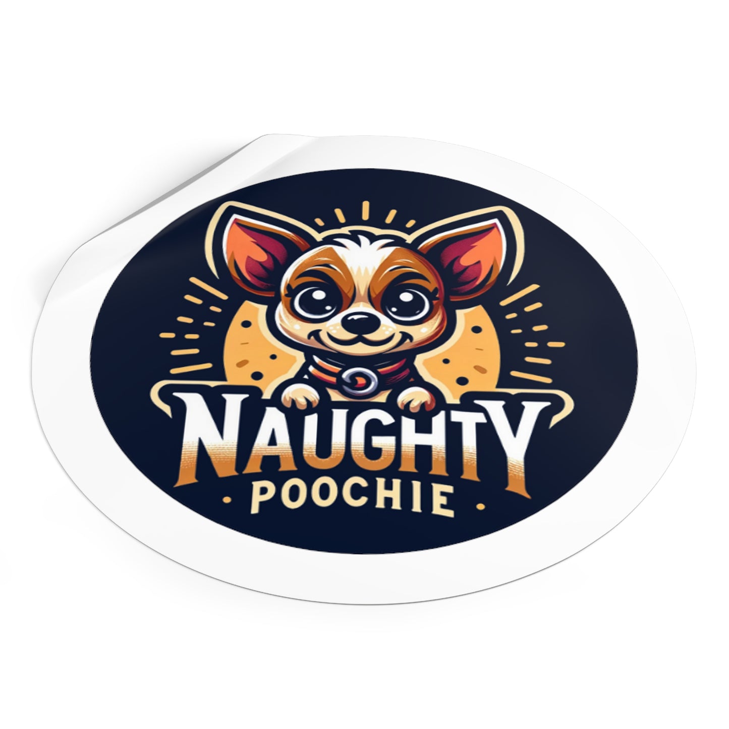 Round Vinyl Stickers - Naughty Chihuahua