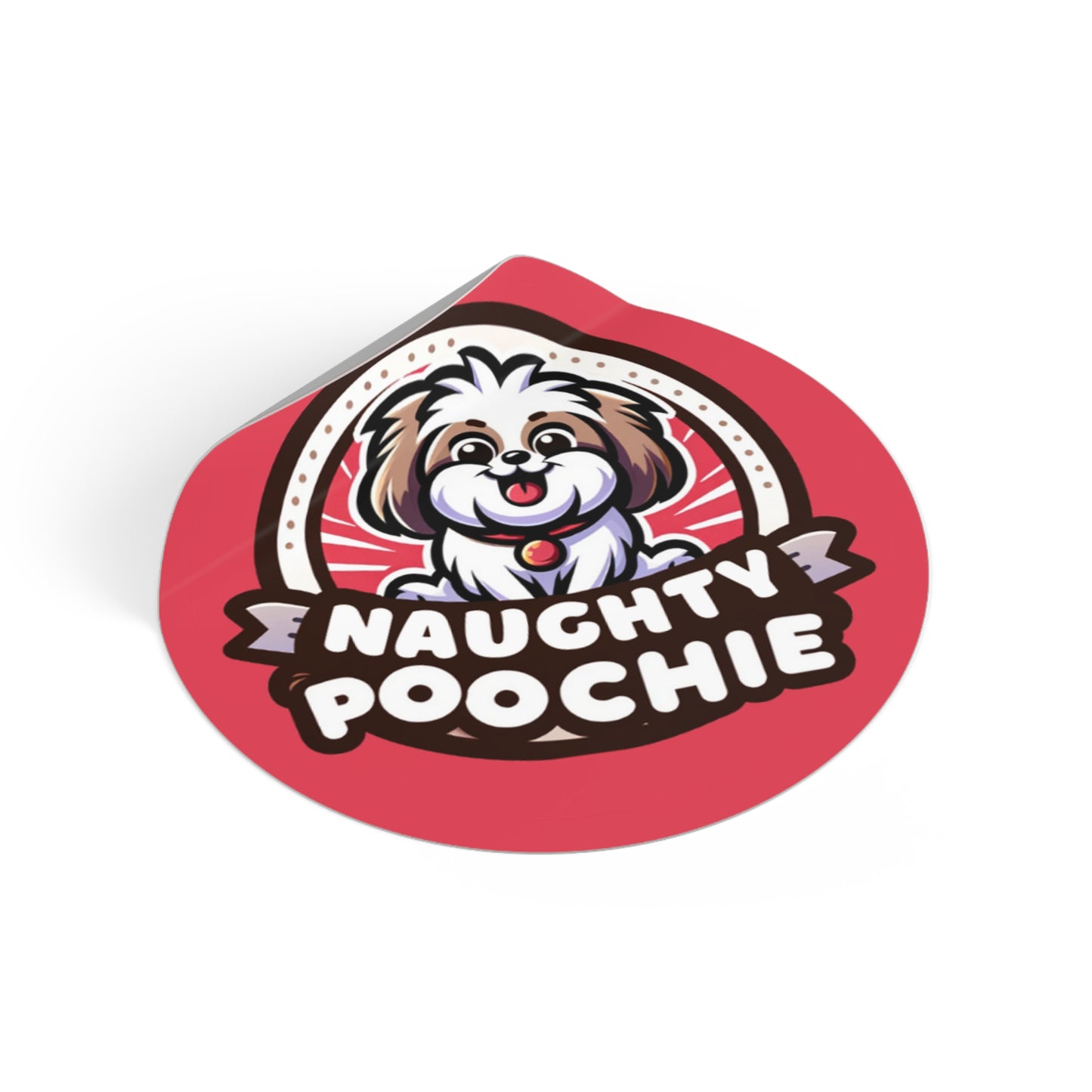Round Vinyl Stickers - Naughty Shih Tzu