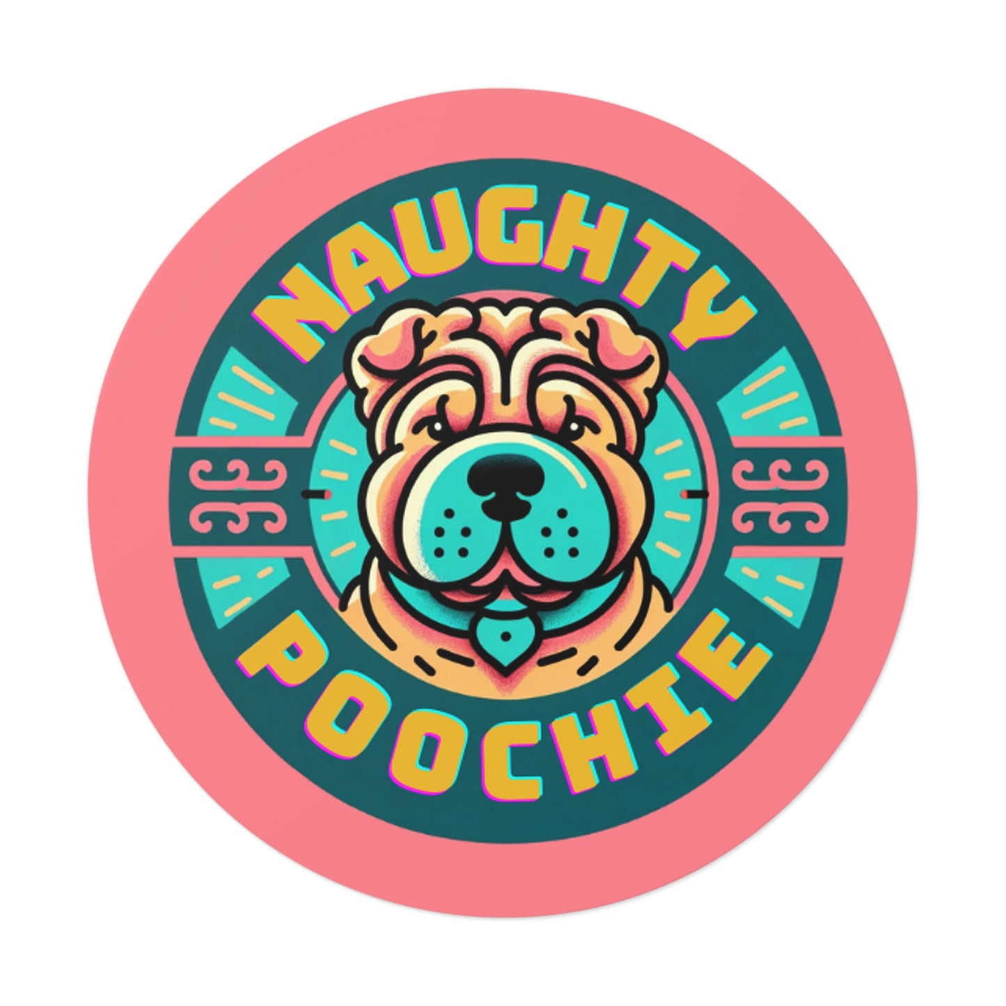 Round Vinyl Stickers - Naughty Sharpei