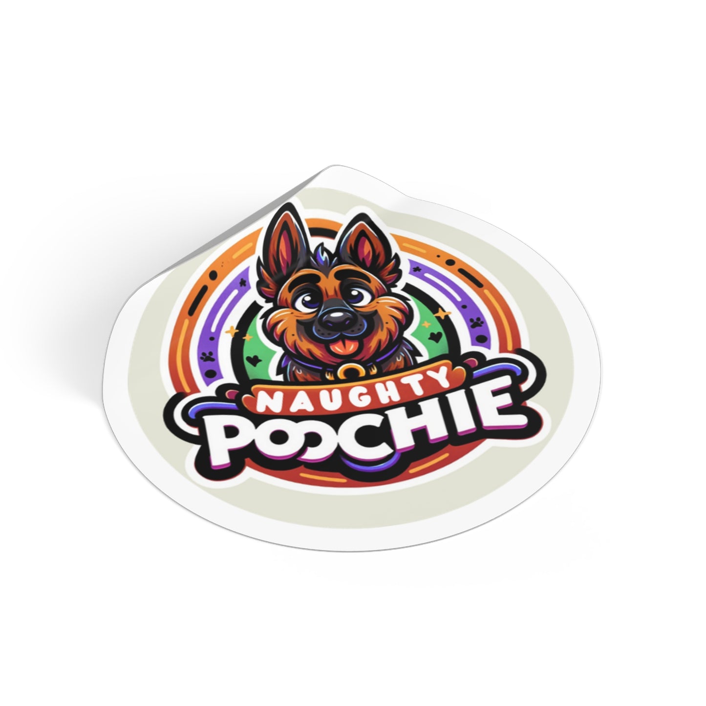Round Vinyl Stickers - Naughty German Shepherd