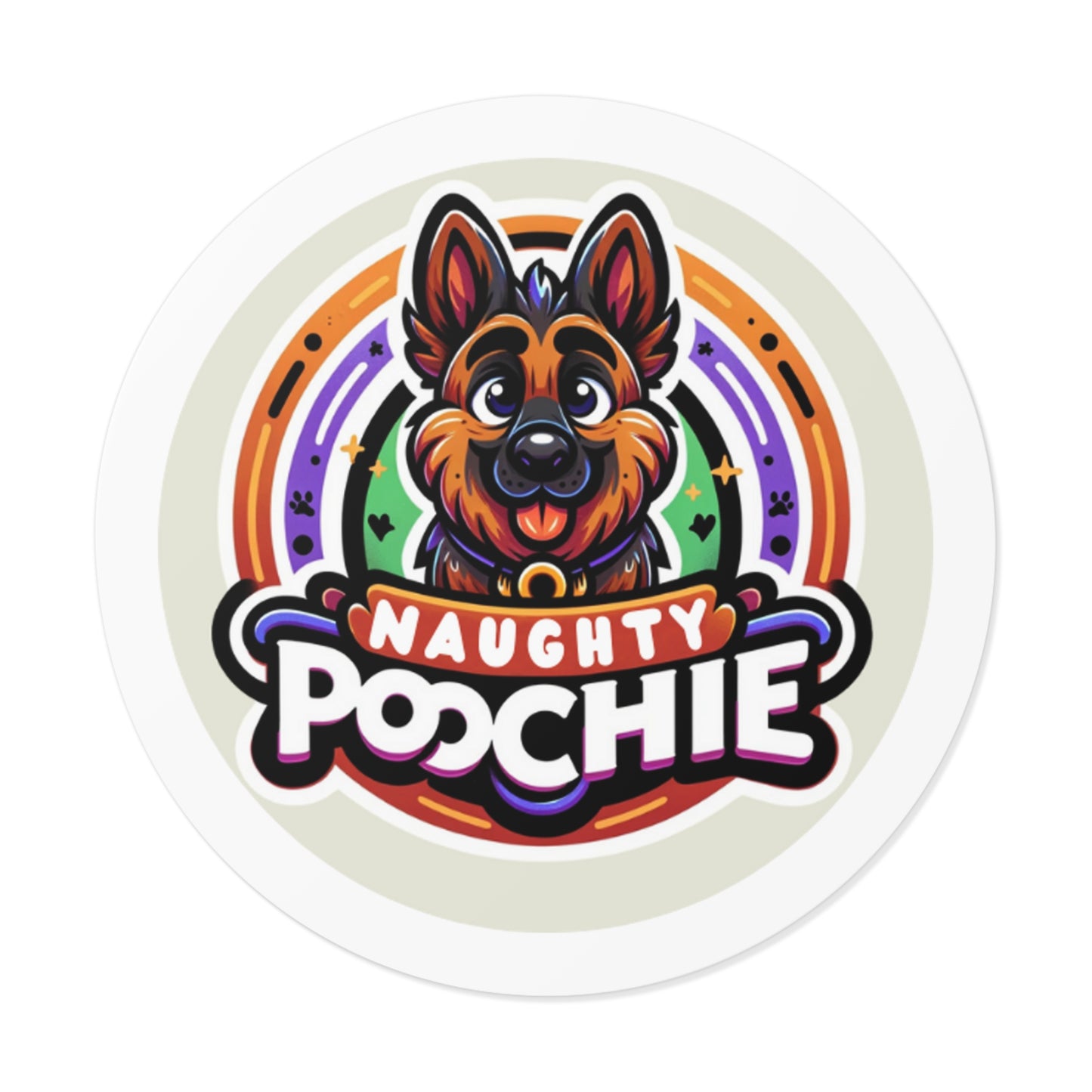 Round Vinyl Stickers - Naughty German Shepherd