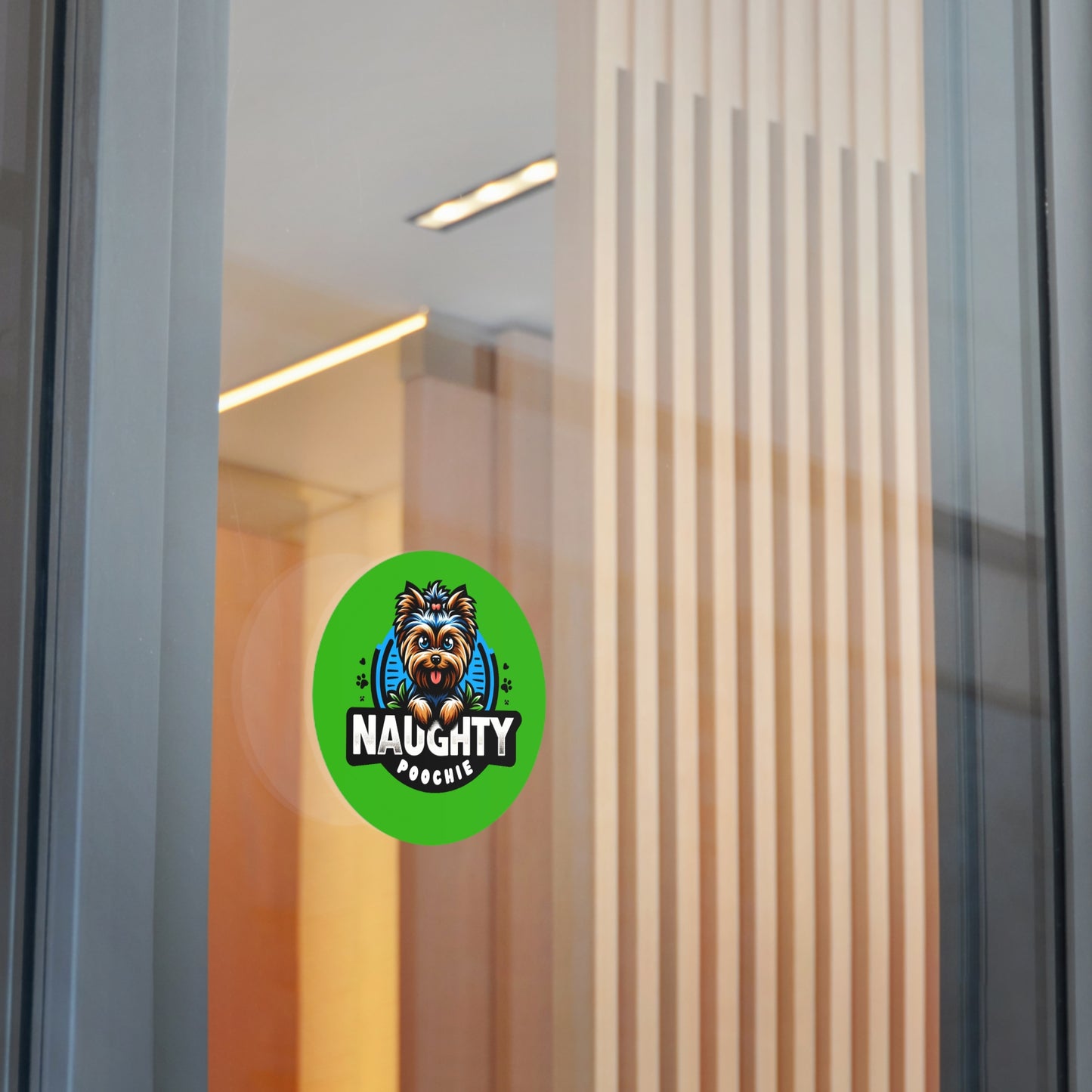 Round Vinyl Stickers - Naughty Yorkie