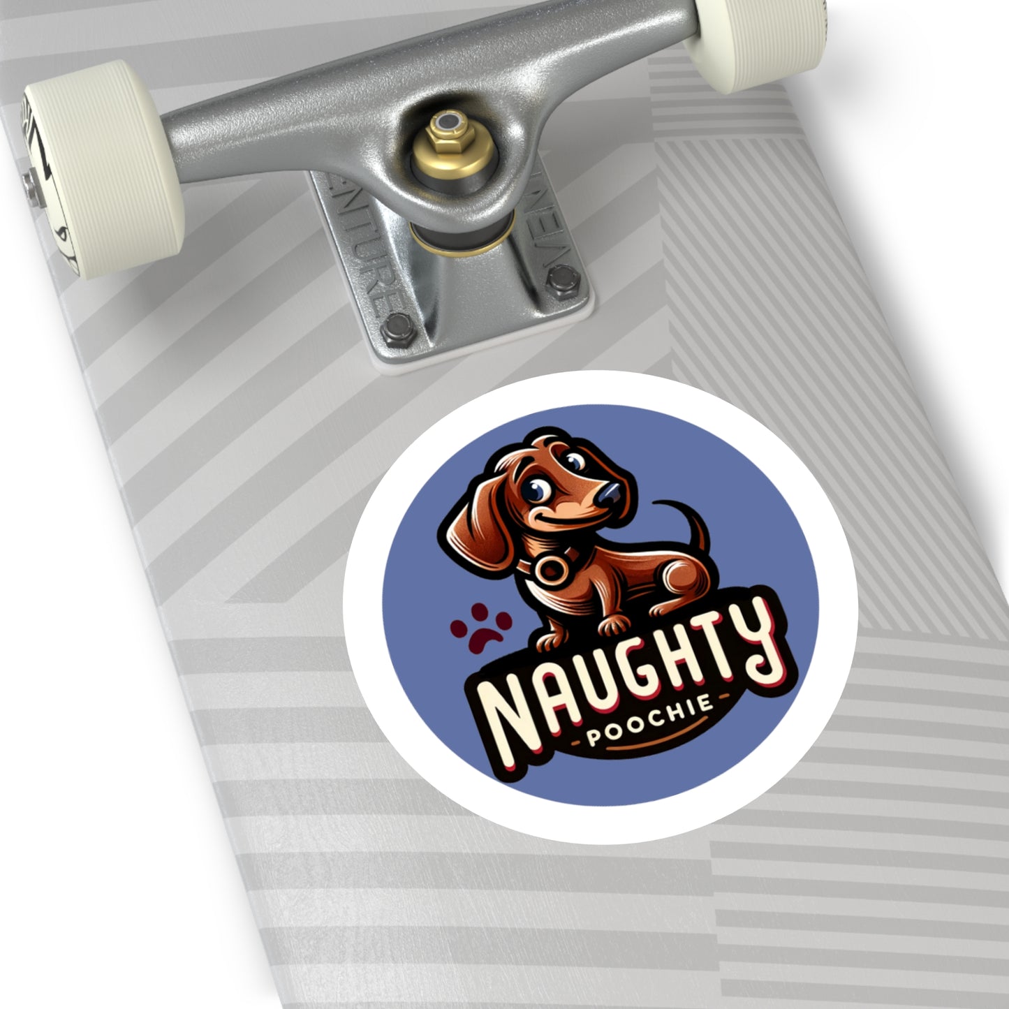 Round Vinyl Stickers - Naughty Dachshund
