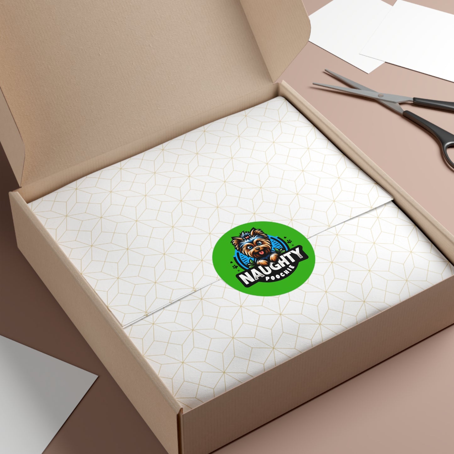Round Vinyl Stickers - Naughty Yorkie