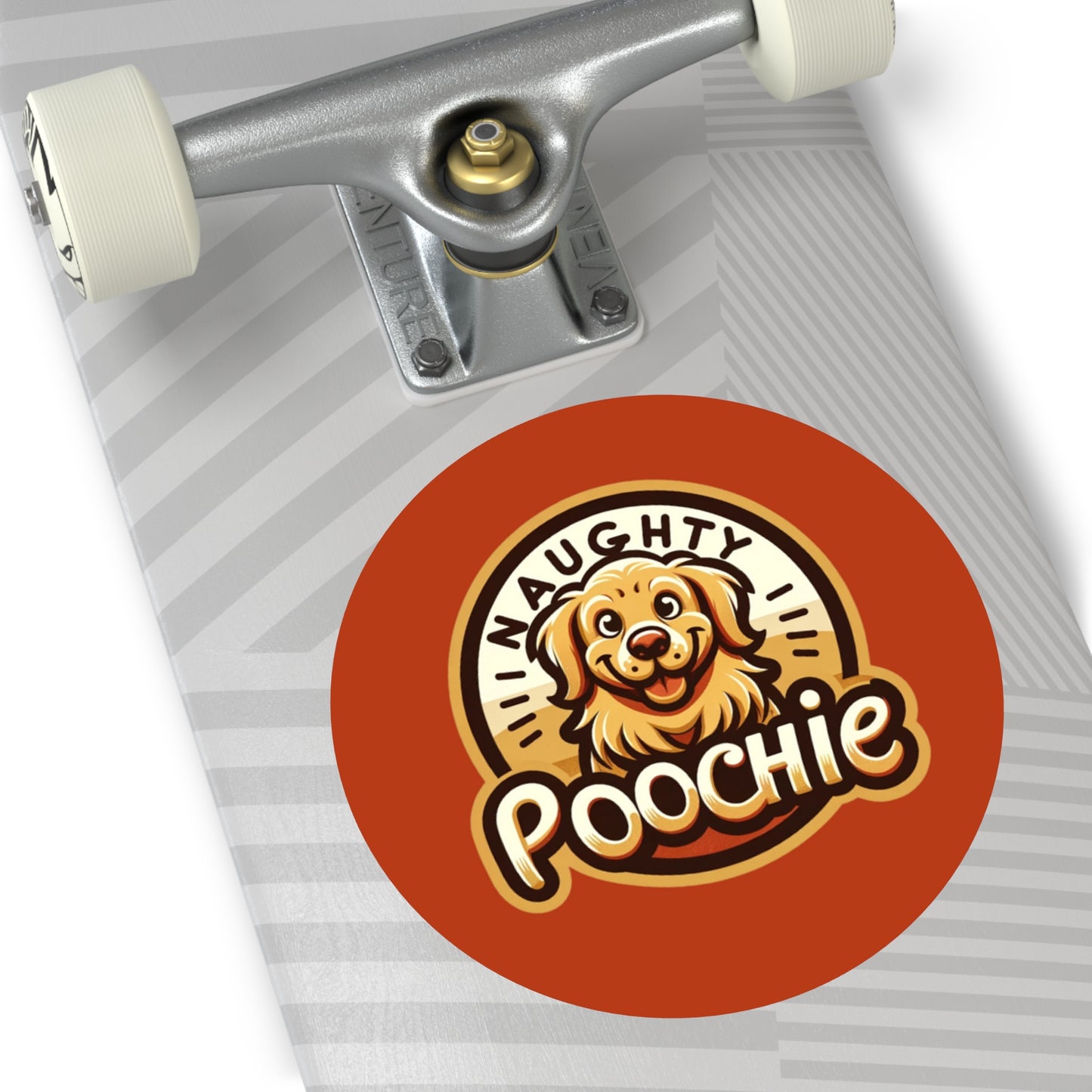 Round Vinyl Stickers - Naughty Golden Retriever