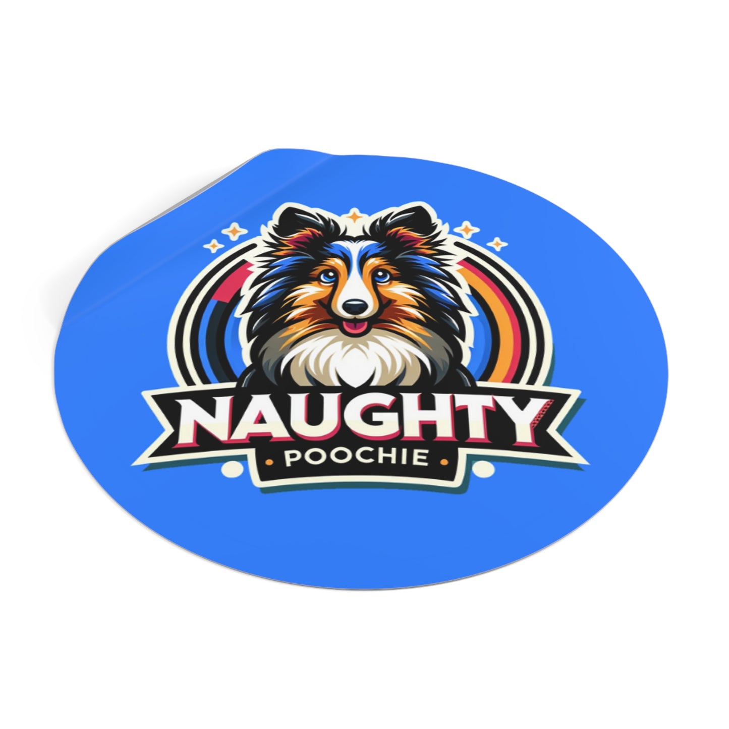 Round Vinyl Stickers - Naughty Sheltie