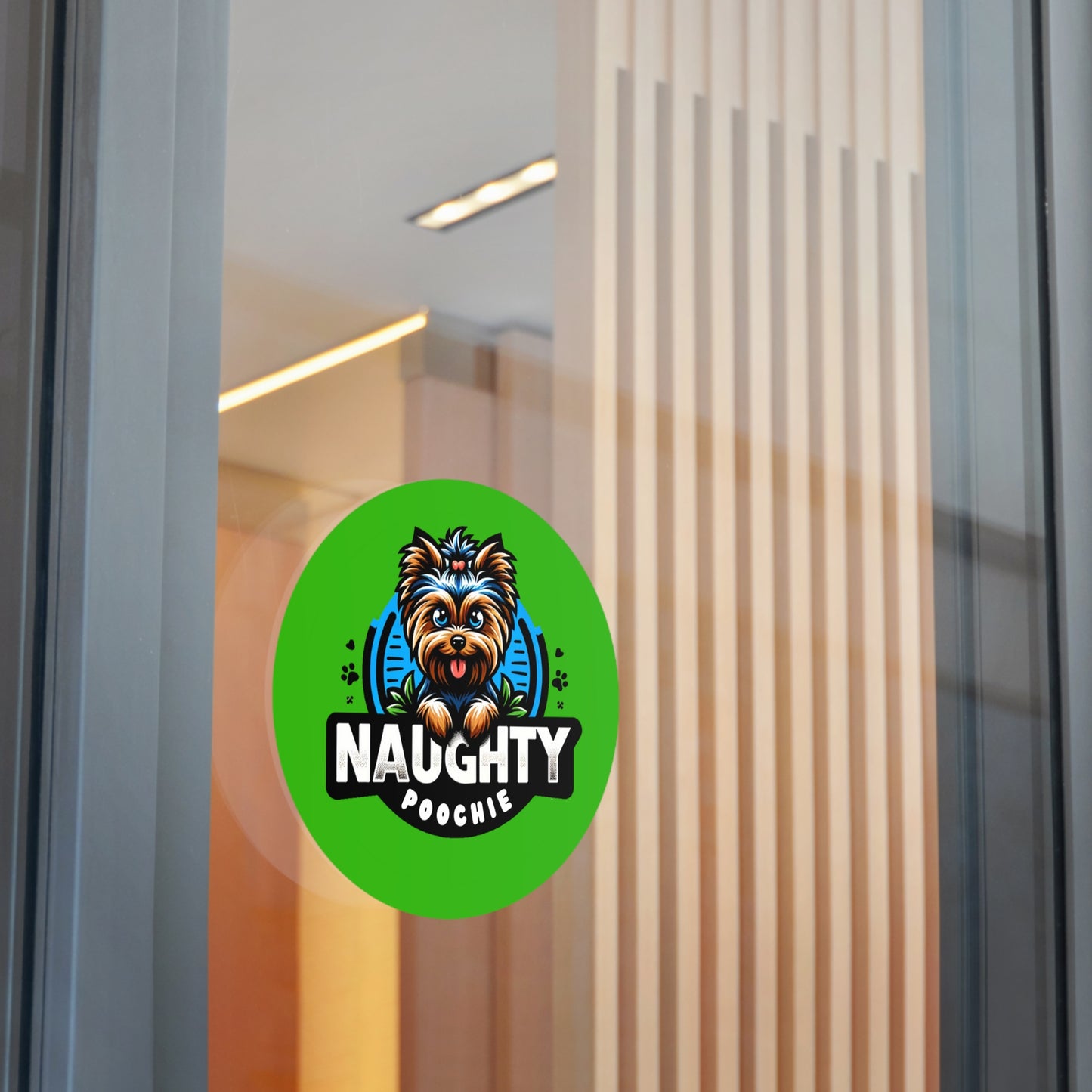 Round Vinyl Stickers - Naughty Yorkie