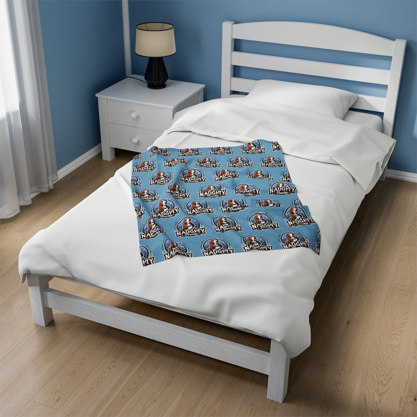 Velveteen Plush Blanket - Naughty Basset Hound