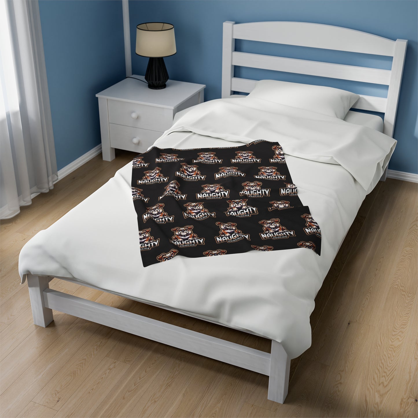 Velveteen Plush Blanket - Naughty Bulldog