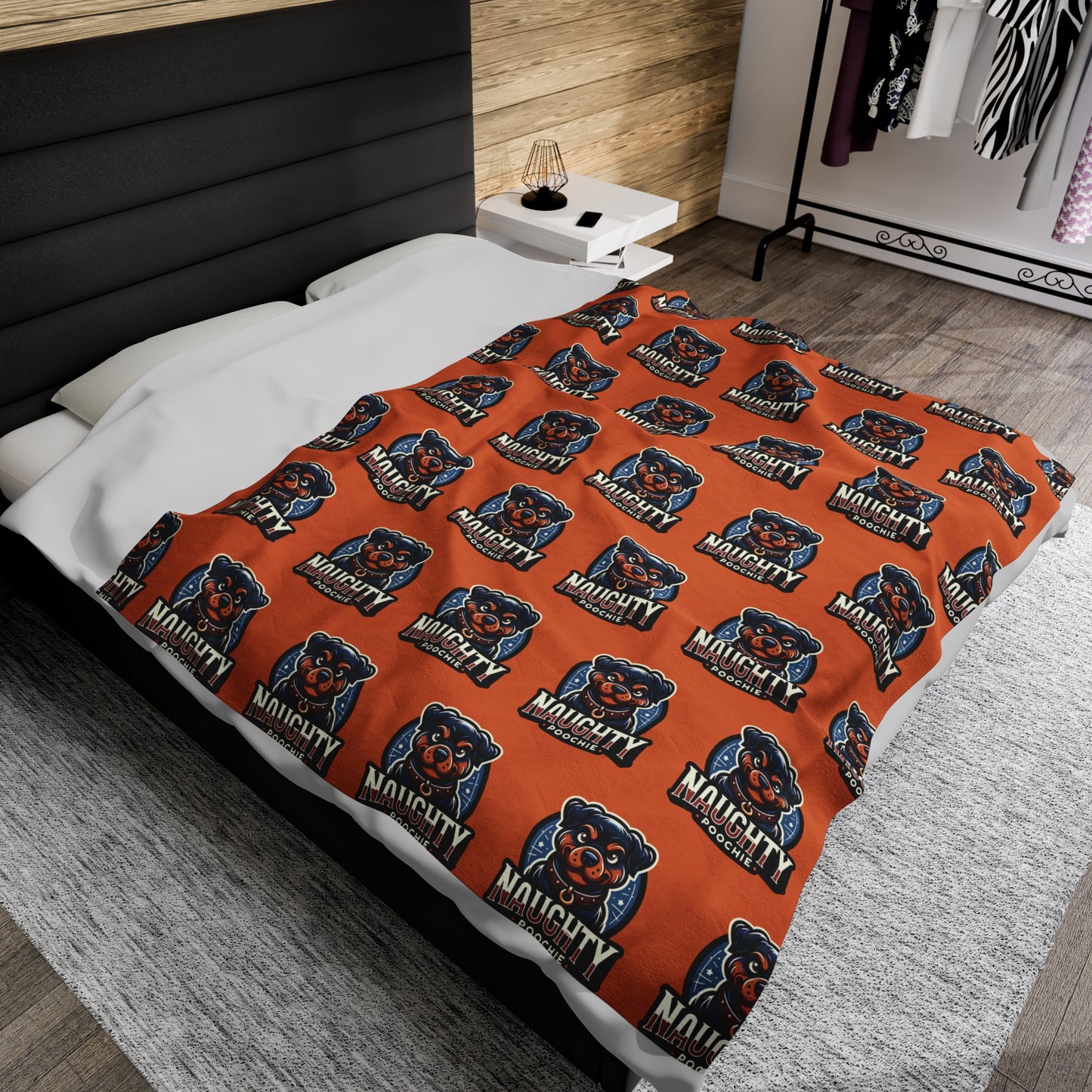Velveteen Plush Blanket - Naughty Rottweiler
