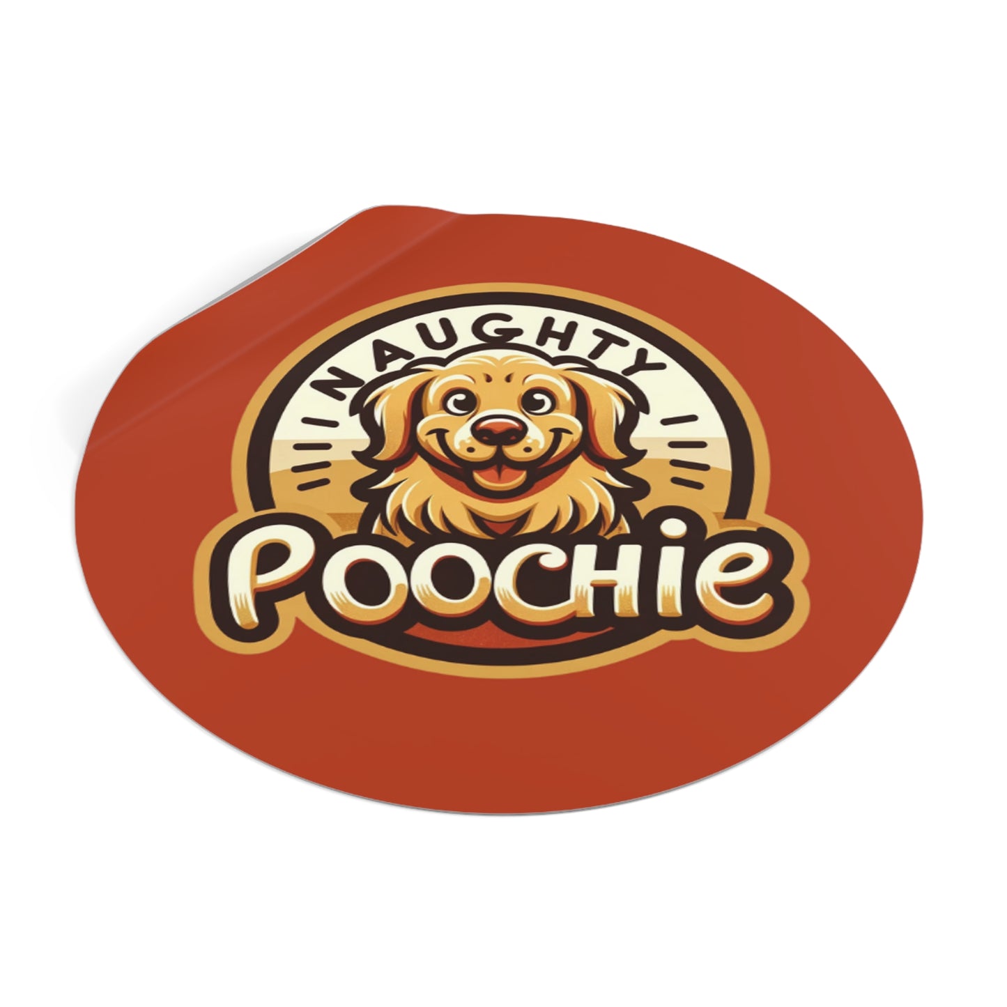 Round Vinyl Stickers - Naughty Golden Retriever