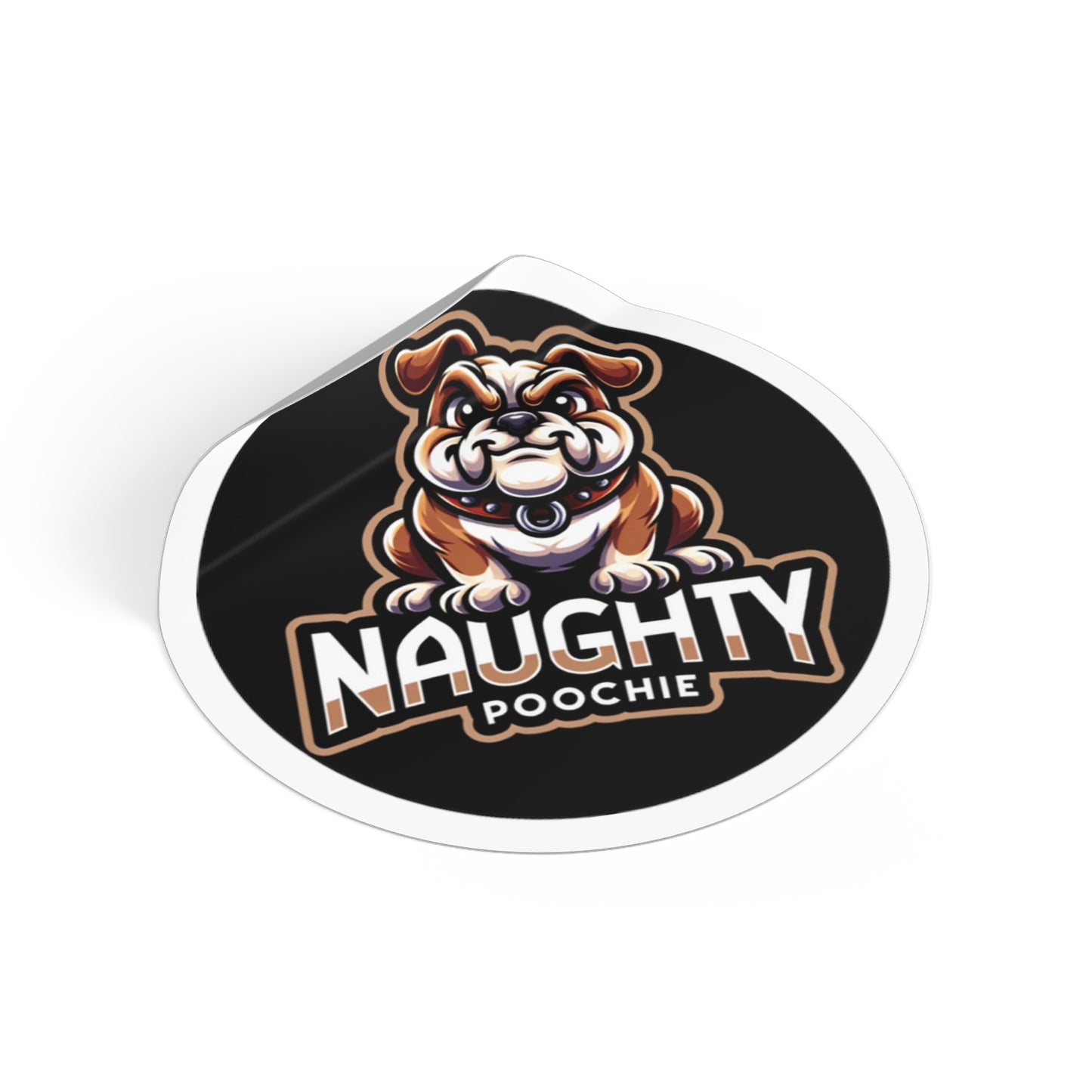 Round Vinyl Stickers - Naughty Bulldog
