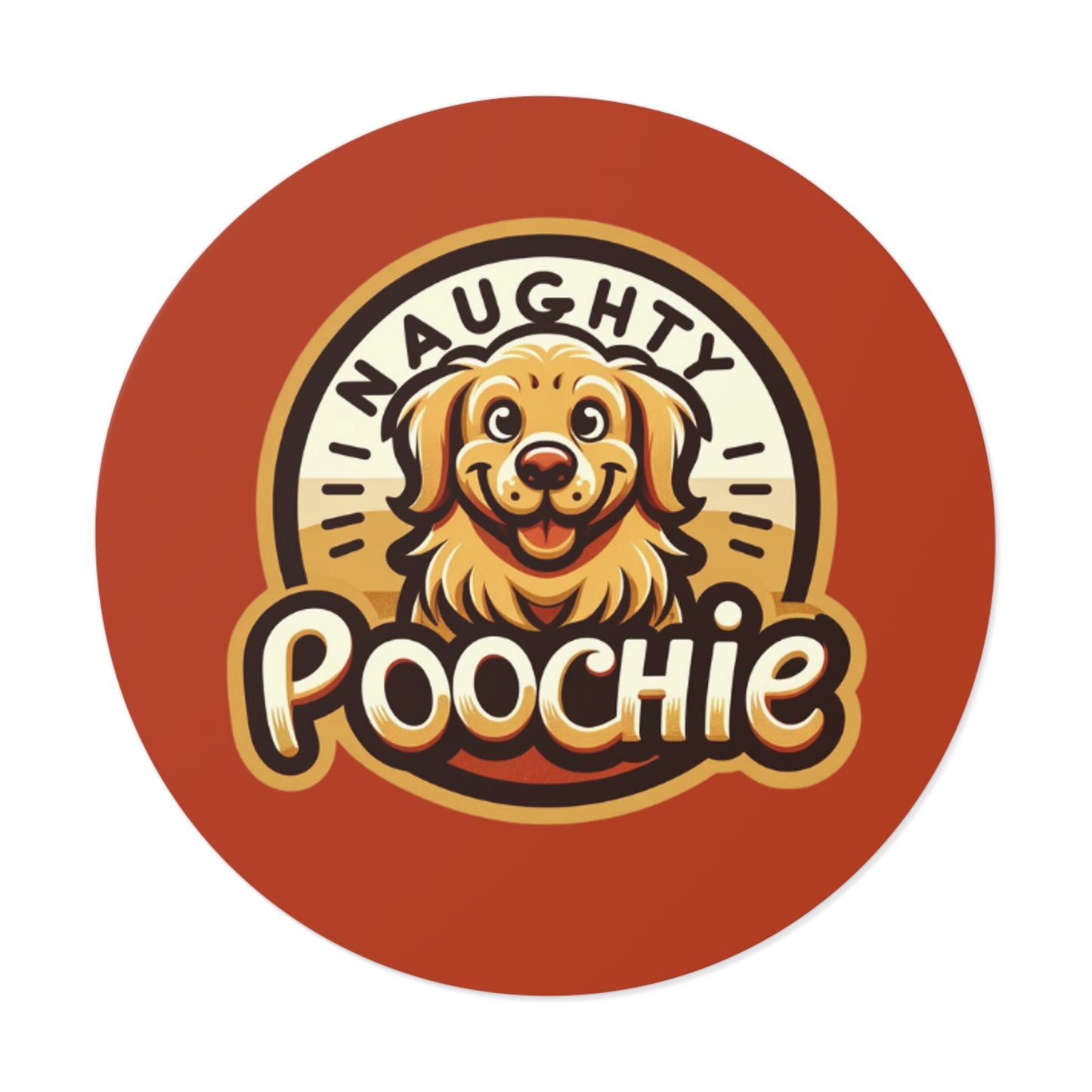 Round Vinyl Stickers - Naughty Golden Retriever